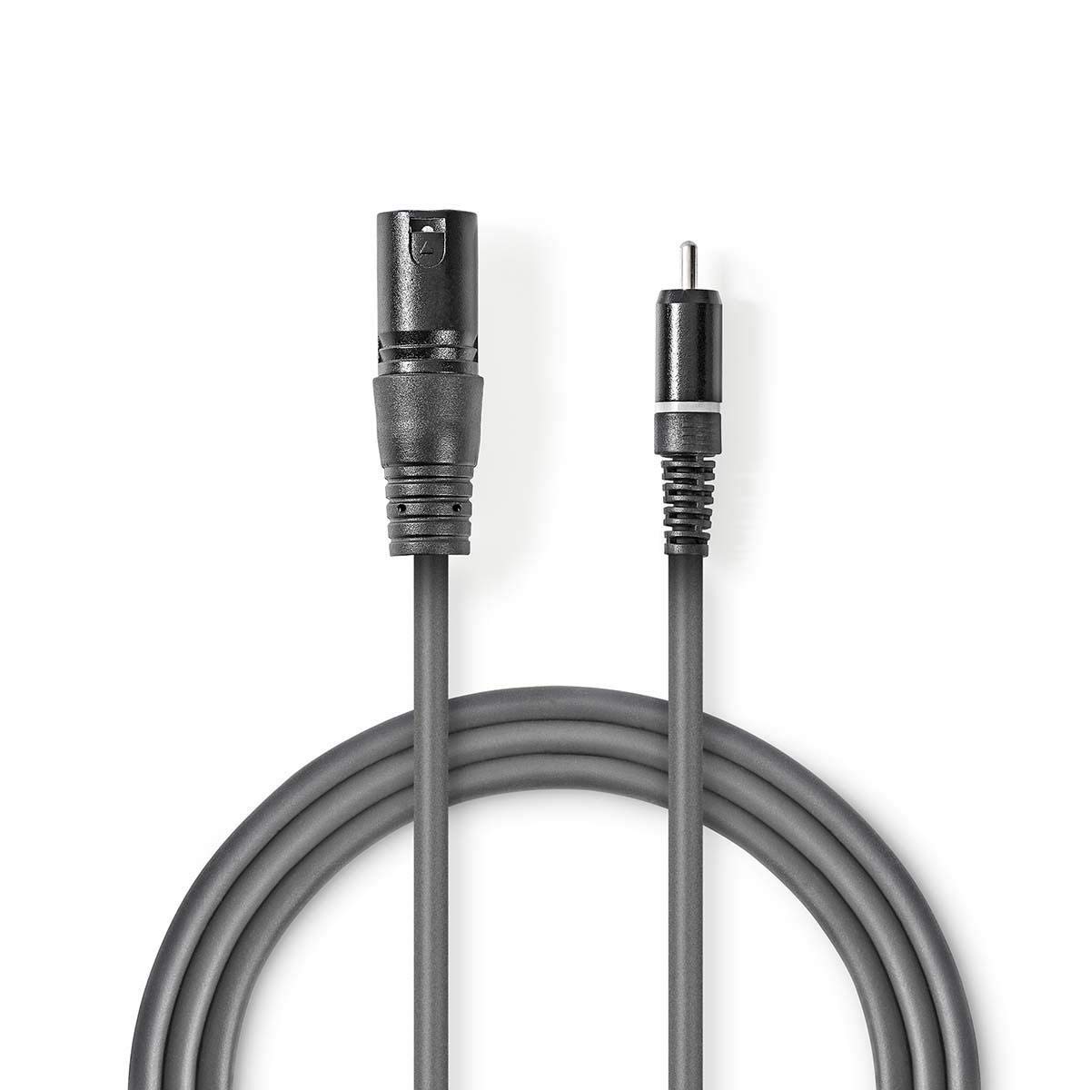 Premium XLR to RCA Cable - 3-Pin Male XLR to Male RCA Audio Cable, 1.5m (5ft) Shielded Grey Pro Audio Cable for Microphones, Mixers & Home Theater Systems