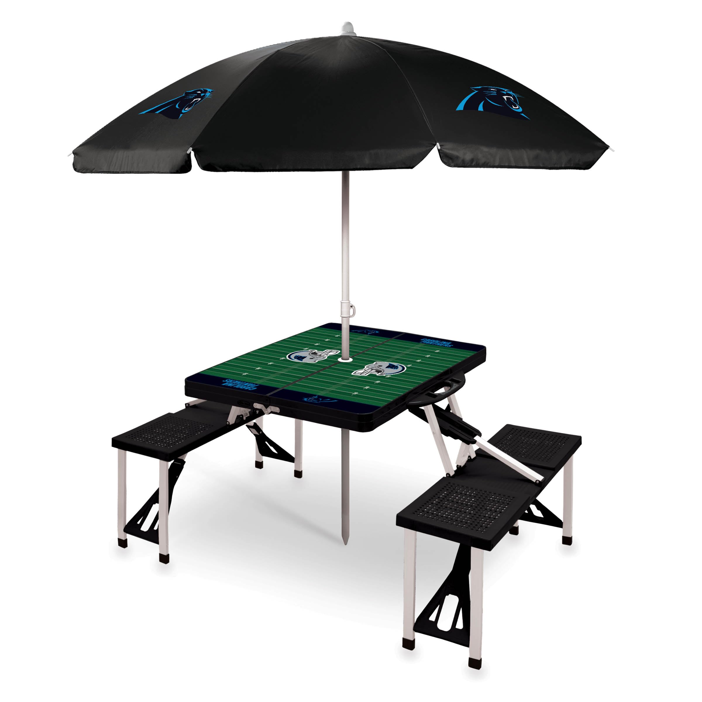 PICNIC TIME NFL Portable Folding Picnic Table with Built-in Seats & Umbrella - Perfect for Tailgating, Camping, Beach & Outdoor Parties