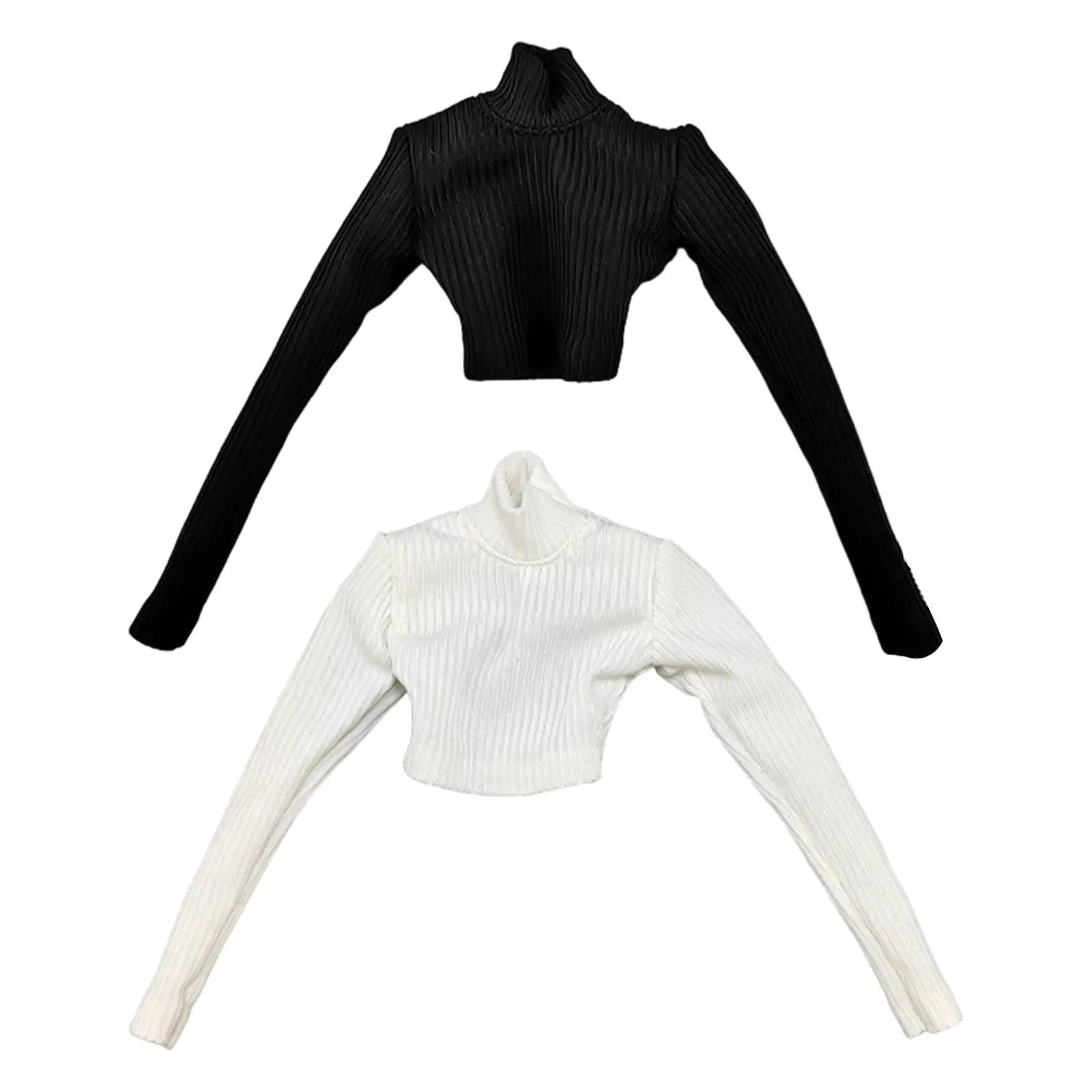 1:6 Scale Women's Crop Tops Turtleneck Thin Sweater Outfit for 12