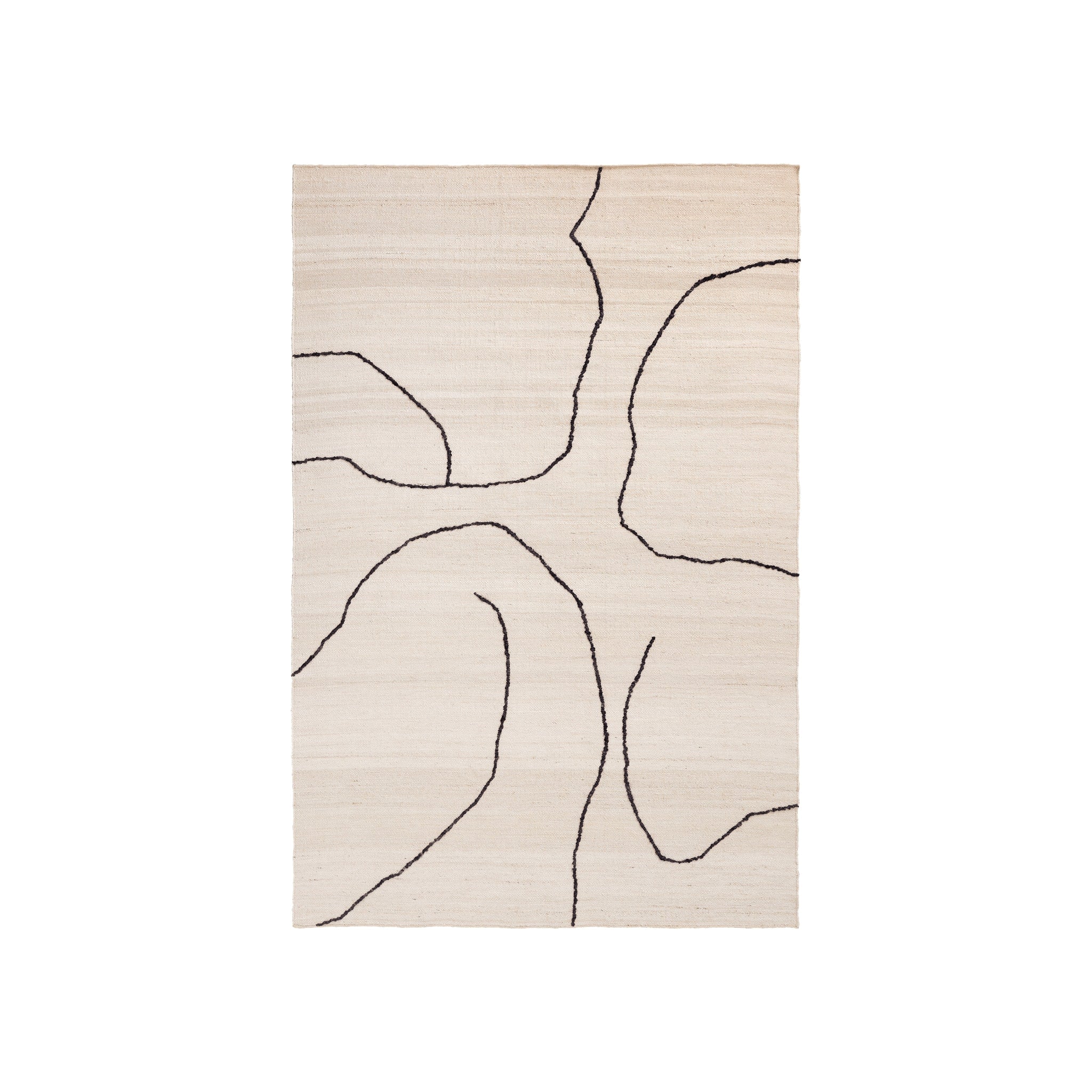 FERM LIVING Gesso Jute Rug 170x240cm - Natural Off White & Dark Fig Woven Jute Area Rug for Living Room, Bedroom or Dining Room Decor