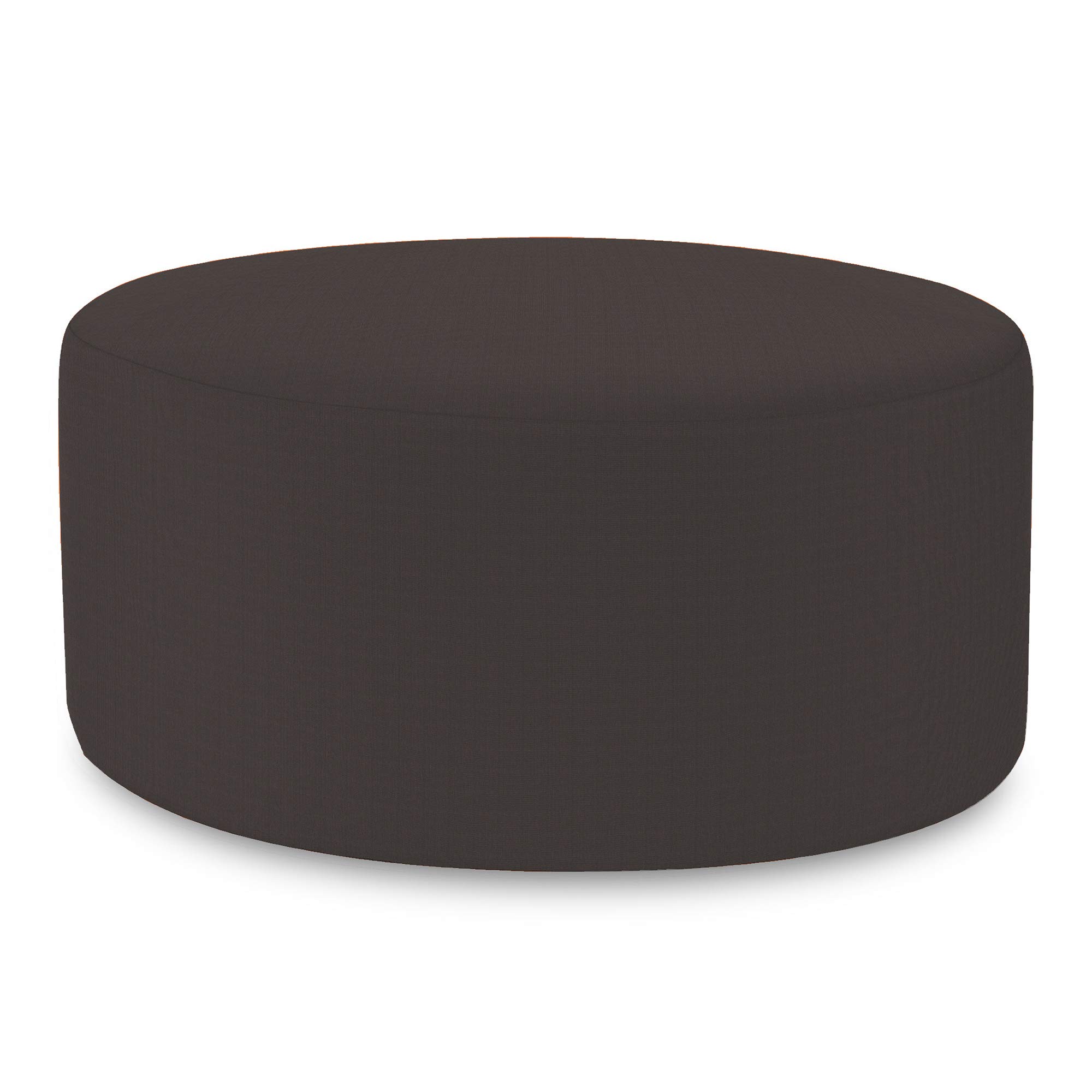 Howard Elliott 36 Inch Round Ottoman with Removable Cover - Multipurpose Padded Footrest, Side Table & Extra Seating for Living Room, Office, Bedroom - Seascape Charcoal - Perfect for Relaxing, Decorating & Extra Storage