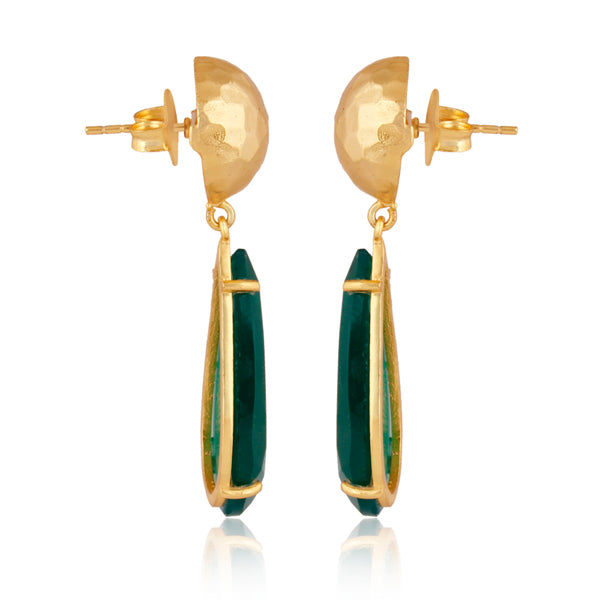 Ocean Tide Drop Earrings - Green Onyx Gemstone Dangle Earrings for Women | Boho Beach Jewelry Gift | Perfect for Weddings, Vacations & Summer Outfits