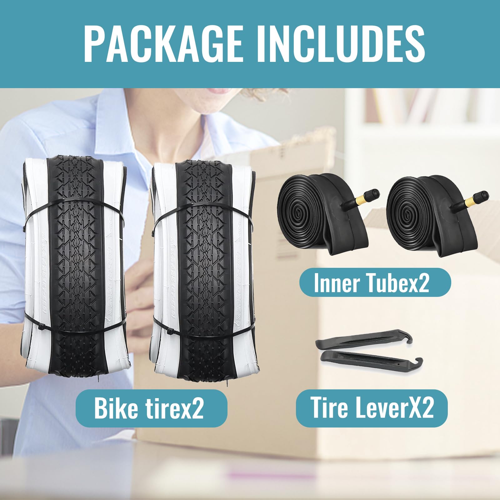 Hycline 26x2.125 Cruiser Bike Tires Set - 2-Pack 26-Inch Premium Butyl Rubber Puncture-Resistant Folding Bicycle Tires for Beach Cruiser & Urban Commuting | Perfect for Coastal Rides, City Cycling & Daily Commutes