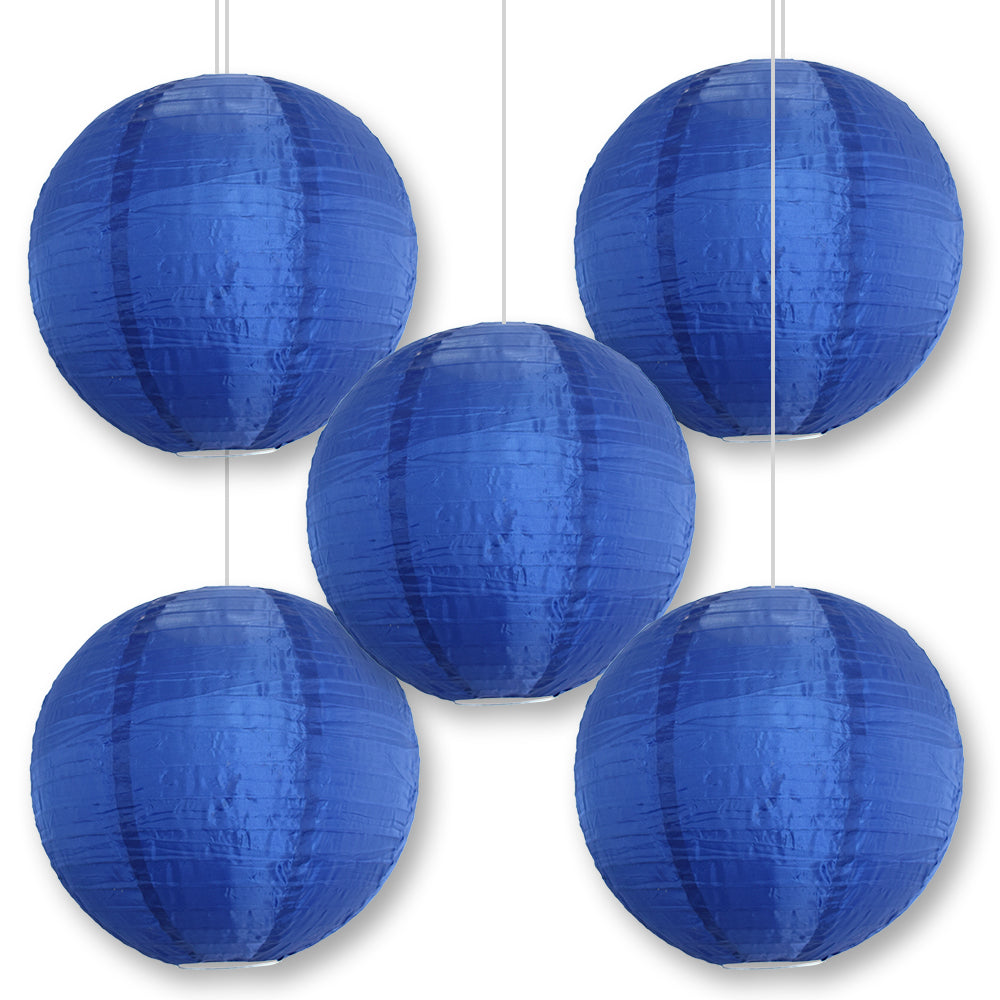 5 Pack Navy Blue Shimmering Nylon Lanterns - 12