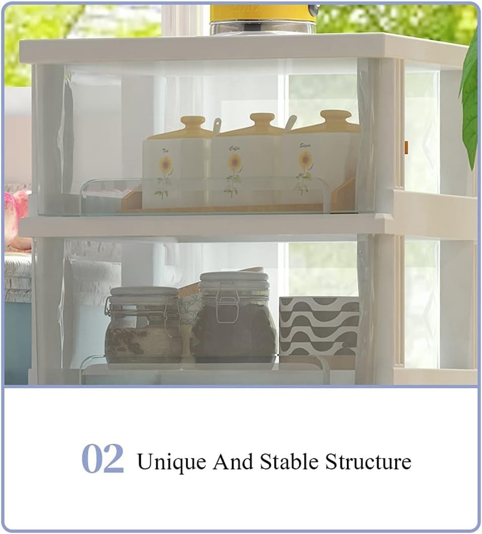 3-Tier White Transparent Plastic Storage Bins with Wheels - Mobile Office Storage Cabinet, Drawer Organizer for Home, Office & Classroom Use