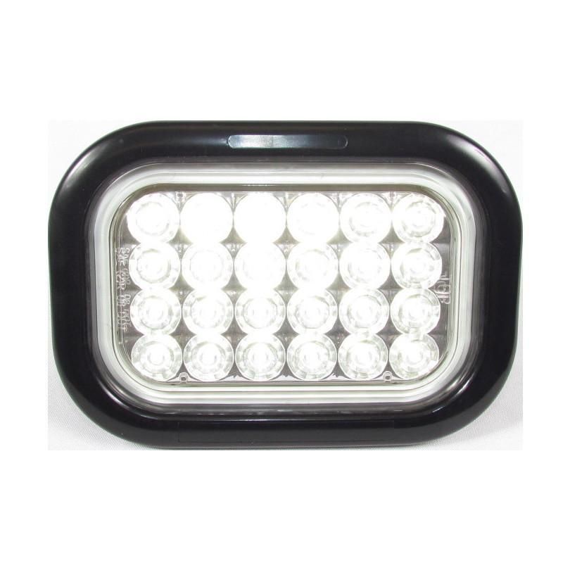 Fortpro 5 5/16 x 3 7/16 Inch White Rectangular LED Backup Light with 24 Bright LEDs & Clear Lens - F235306 | Perfect for Trucks, Trailers & Marine Vehicles