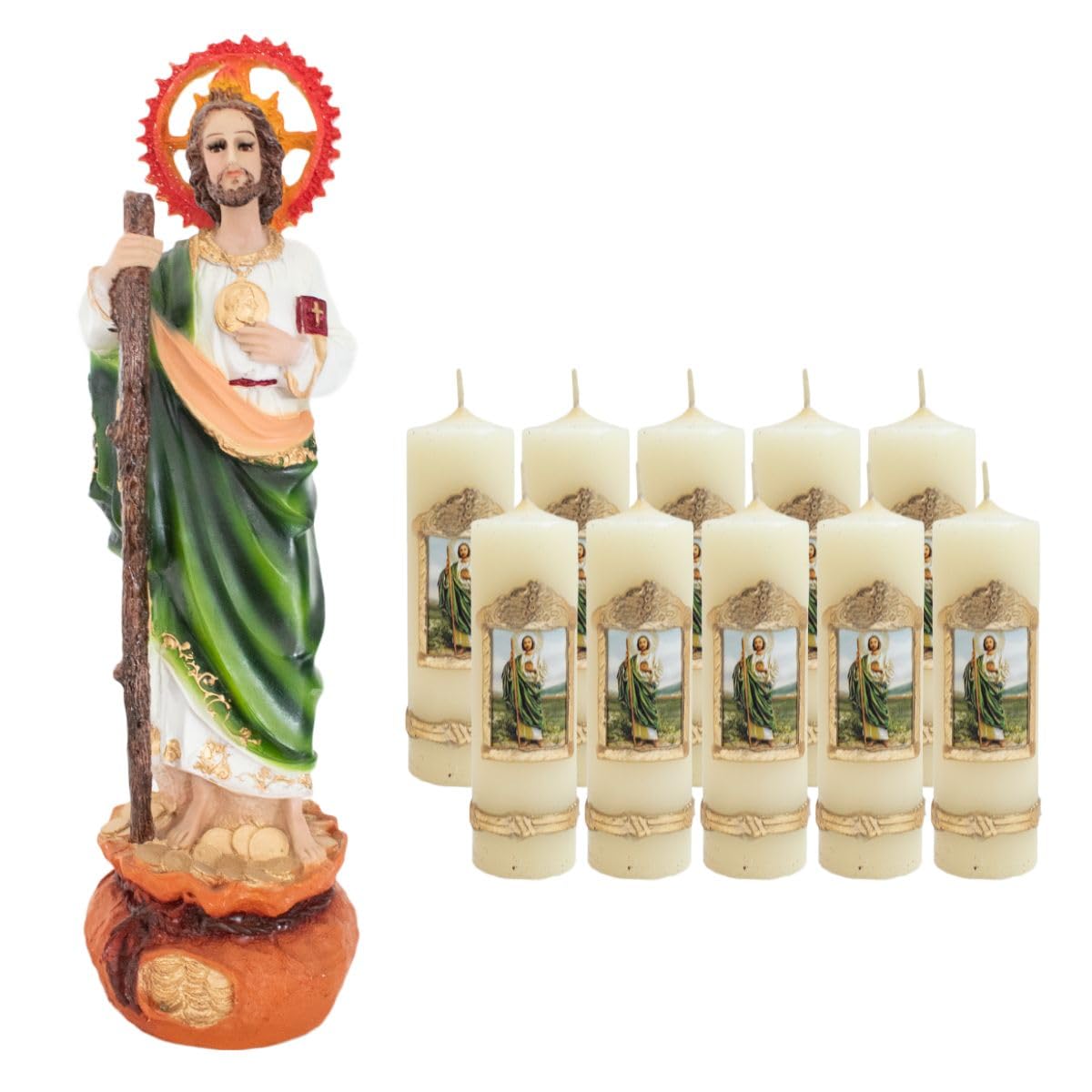 St. Jude Thaddeus Prayer Candles - Pack of 10 Religious Devotional Candles for Home Altar, Catholic Saints, Spiritual Protection & Blessings | Perfect for Prayer Rooms, Church Offerings & Home Decor