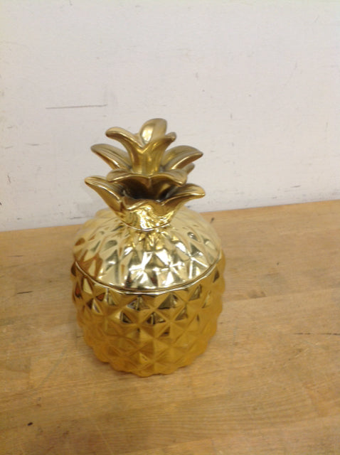 10 Gold Ceramic Pineapple Jar - Elegant Decorative Storage Container for Candies, Spices & Jewelry | Perfect for Home Decor, Kitchen & Gift Giving