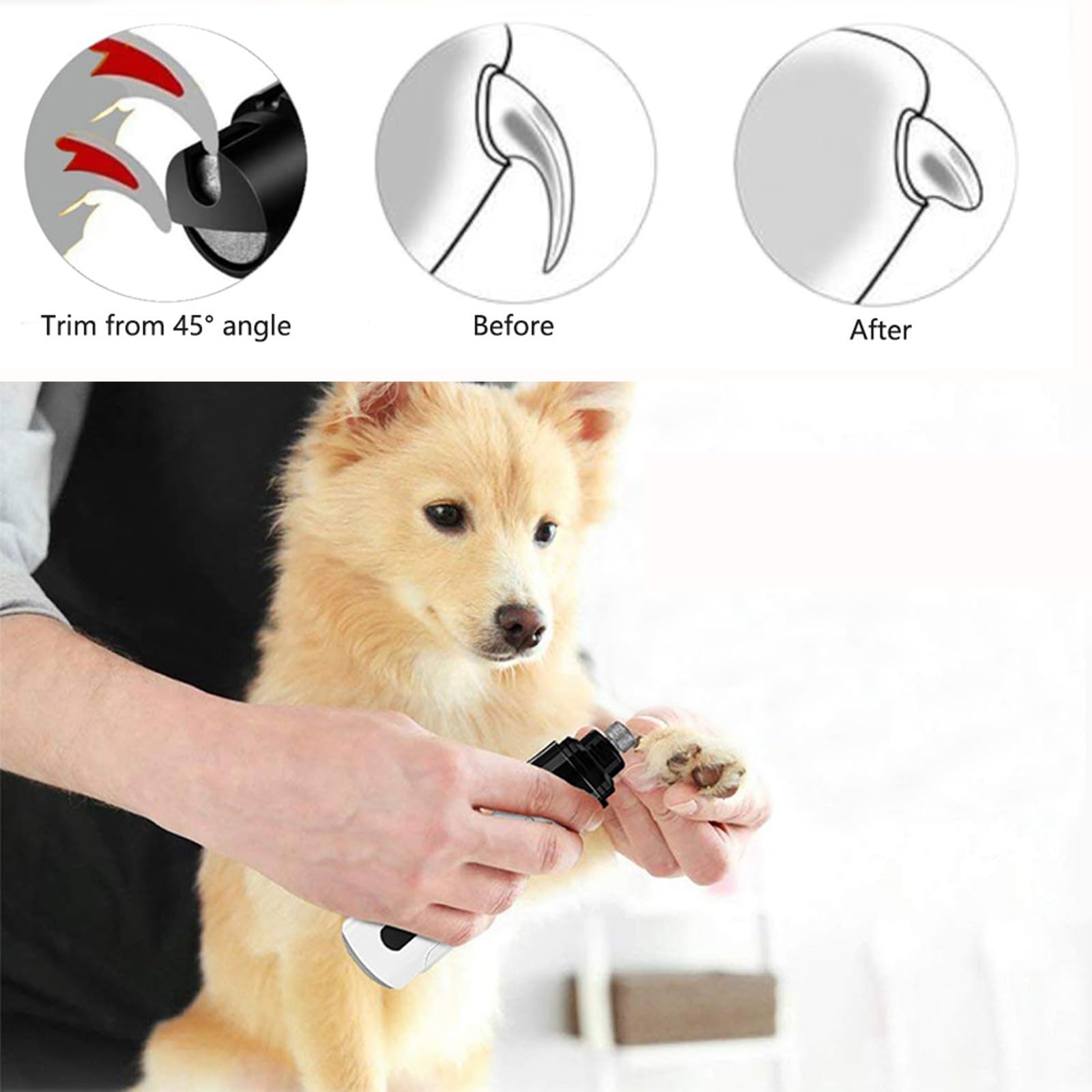 Silent Grind Pro Electric Dog Nail Trimmer - Rechargeable & Super Quiet Pet Nail Grinder for Small to Large Dogs - Professional Dog Grooming Tool for Safe & Easy Nail Care at Home - Perfect for Anxious Pets & Puppy Training