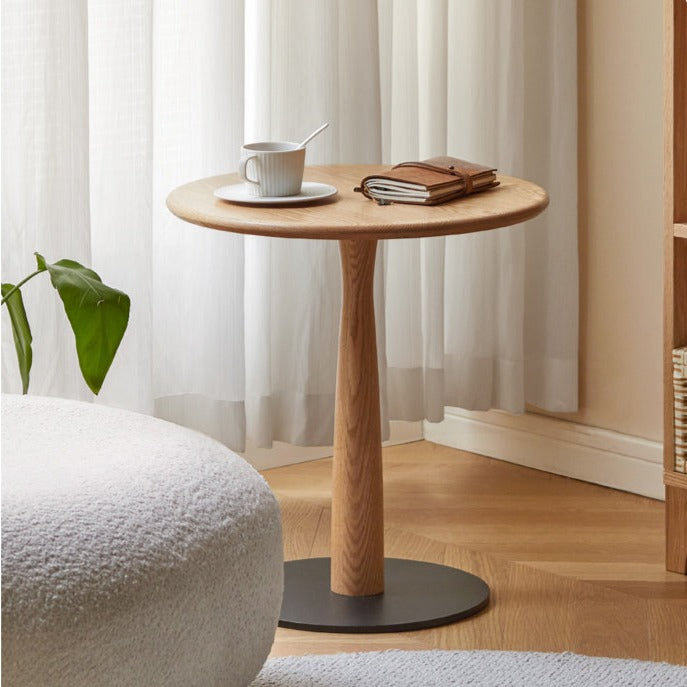 Solid Wood Round Side Table - Oak, Black Walnut, Cherry - Modern End Table for Living Room, Bedroom & Office