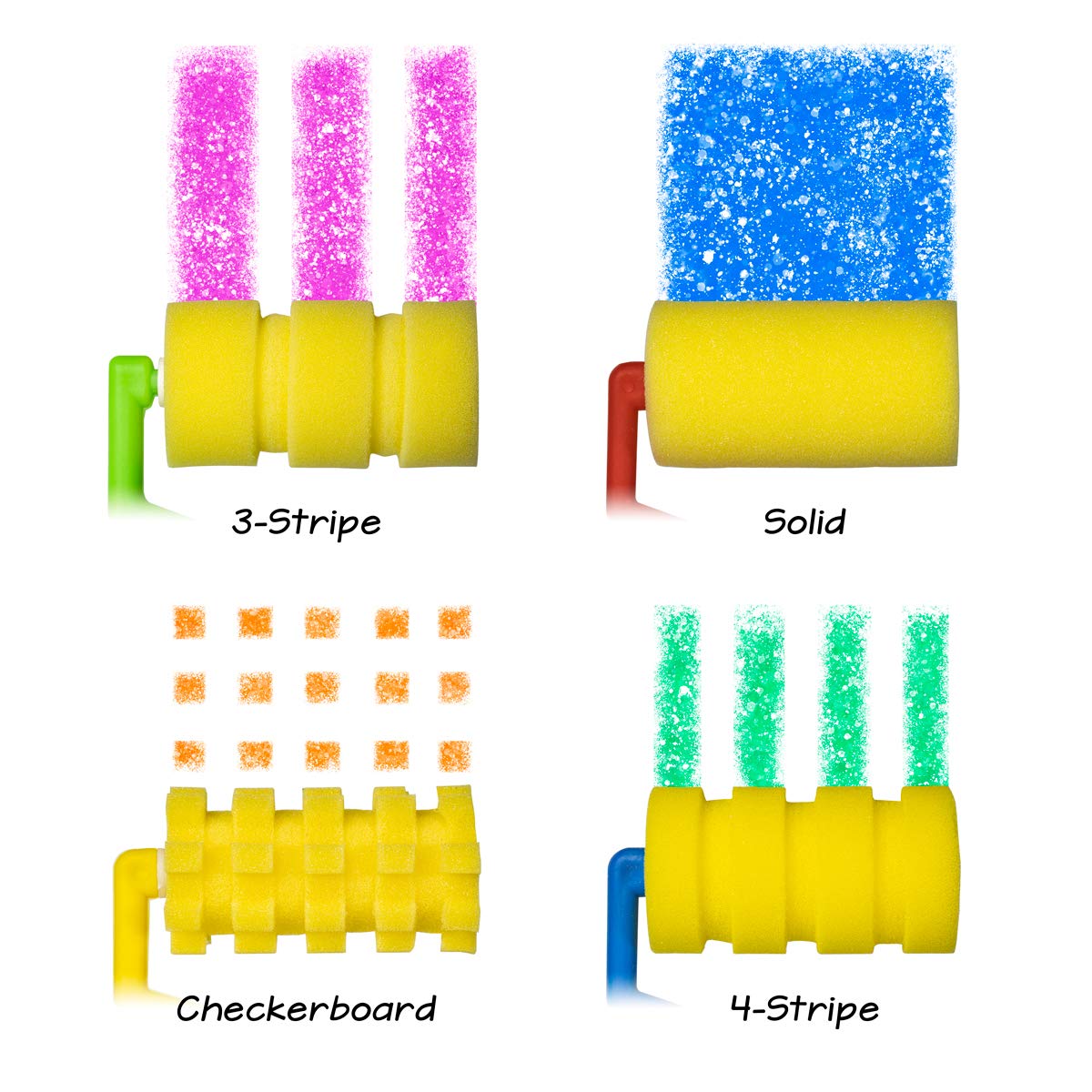 Hygloss Kids Paint Roller Set - 4 Unique Foam Rollers for Creative Art Projects, Includes Paint Tray & Brush Set - Fun Painting Sponges for Toddlers & Children - Perfect for DIY Crafts, Classroom Activities & Home Art Projects