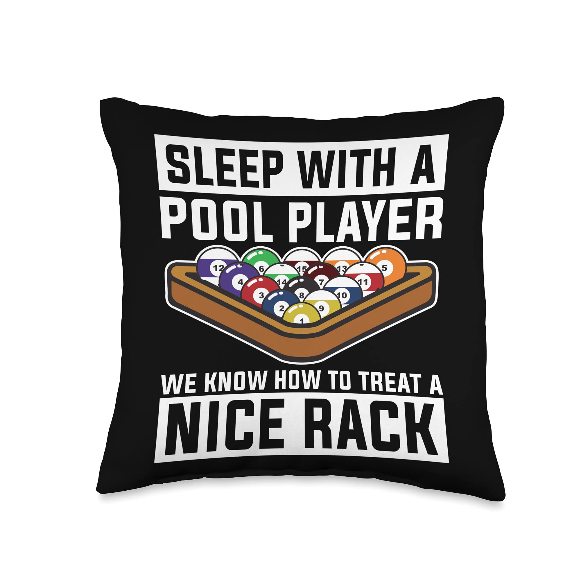Funny 8-Ball Pool Player Throw Pillow 16x16 - Billiard Gifts & Accessories for Game Room Decor