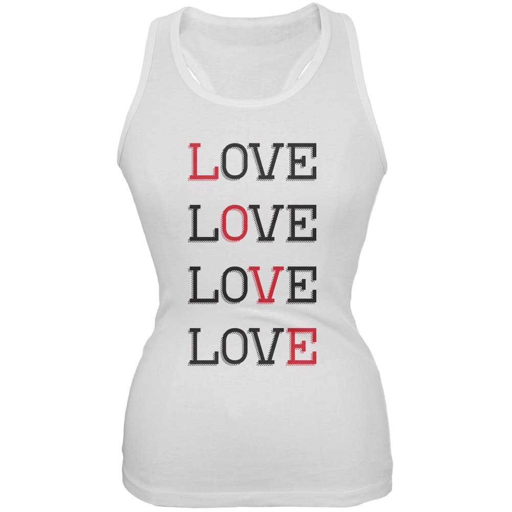 Valentine's Day Love White Soft Juniors Tank Top - Cute Casual Wear for Dates, Parties & Gifts