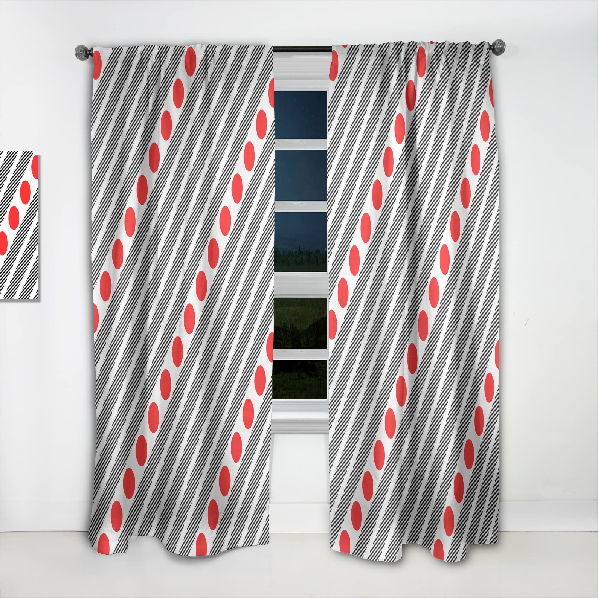 Retro Geometric Abstract Minimalist Curtains - Thermal Insulated Single Panel (52x95 inches) for Bedroom & Living Room - Modern Window Drapes for Home Decor & Light Blocking