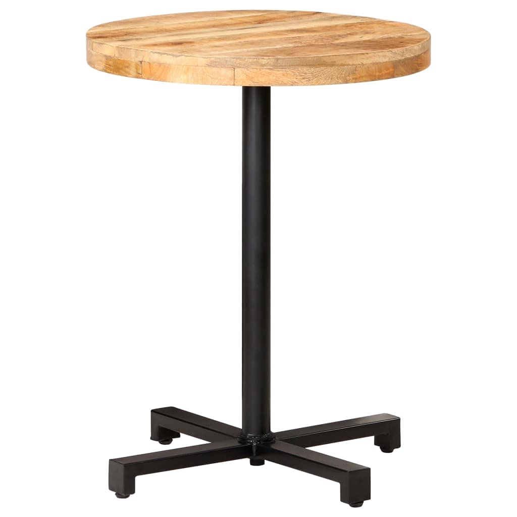 vidaXL Rough Mango Wood Bistro Table - Round Dining Table with Heavy-Duty Iron Base, Brown Finish for Indoor & Outdoor Use | Perfect for Patio, Garden, Cafe & Restaurant Settings | Assembly Required