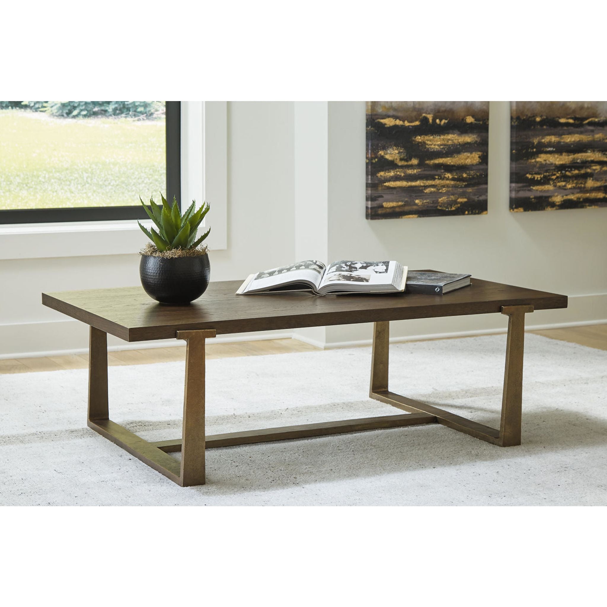 Modern Balintmore Coffee Table with Brown/Gold Finish - Stylish Living Room Centerpiece for Home Decor & Entertaining