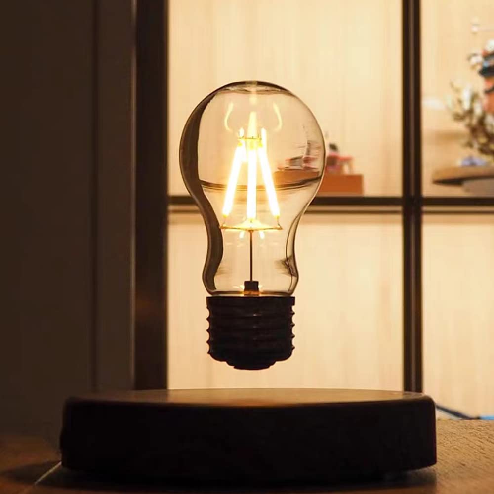 Magnetic Levitating Floating Wireless LED Light Bulb Desk Lamp - Futuristic Sci-Fi Decor for Bedroom, Office & Gifts | Energy-Efficient Ambient Lighting for Home, Workspace & Unique Present Ideas