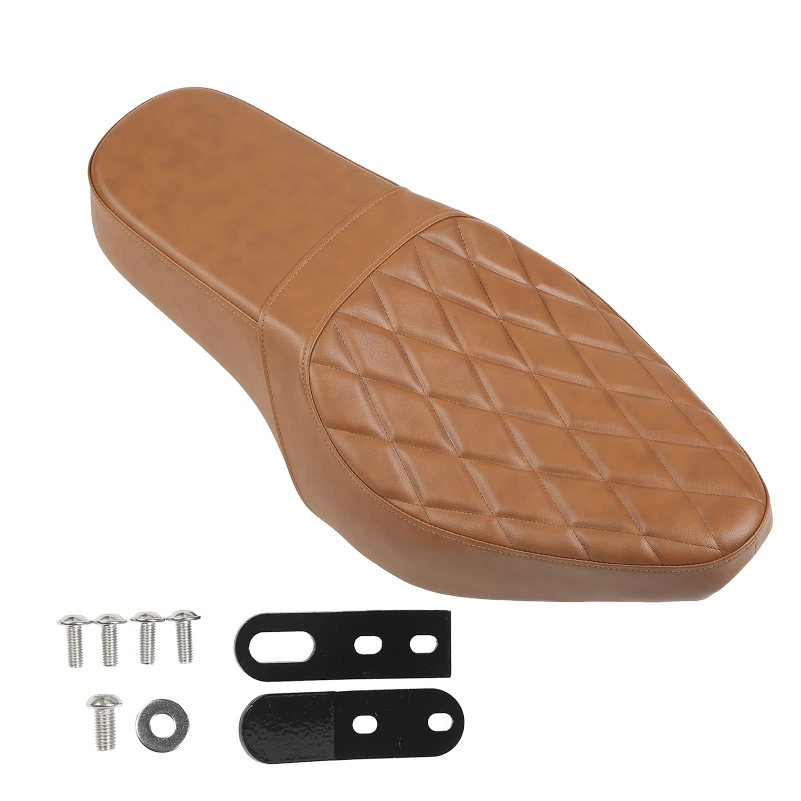 **Akozon Retro Motorcycle Seat Cushion - Brown PU Leather Replacement for Honda Rebel CMX 300 & 500 (2017-2022) - Rhombus & Plain Weave Design - Comfortable Driver & Passenger Seat for Long Rides & Cruising**