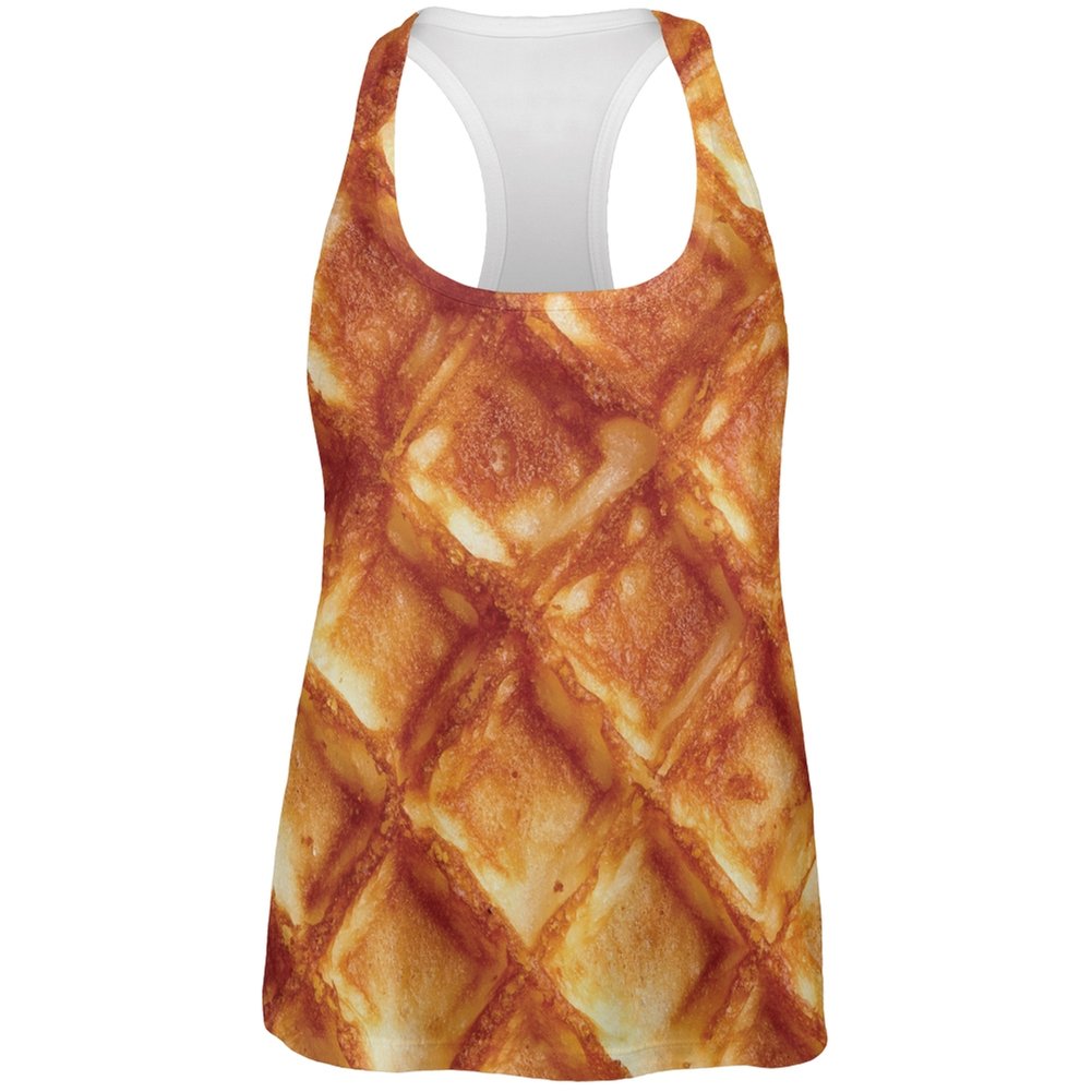 Old Glory Waffle All Over Women's Racerback Tank Top - Small, White - Perfect for Summer Workouts, Beach Days & Casual Outfits