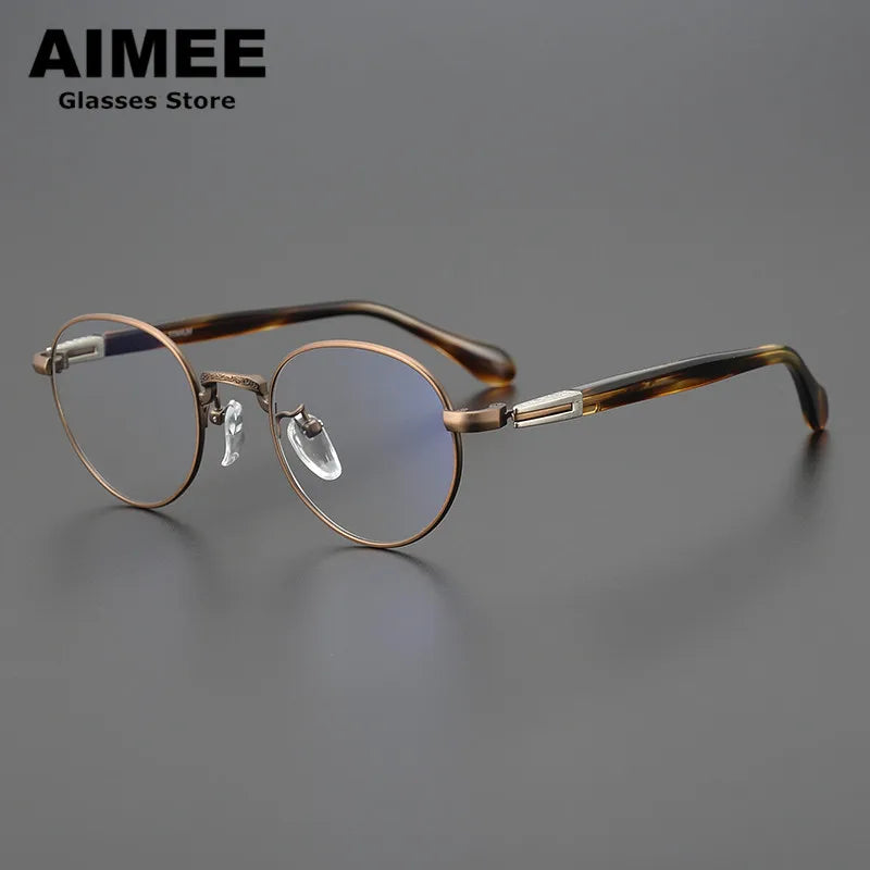 Stylish Aimee Unisex Full Rim Oval Round Titanium Acetate Eyeglasses Frame 11144 - Perfect for Reading, Work & Fashion Accessories
