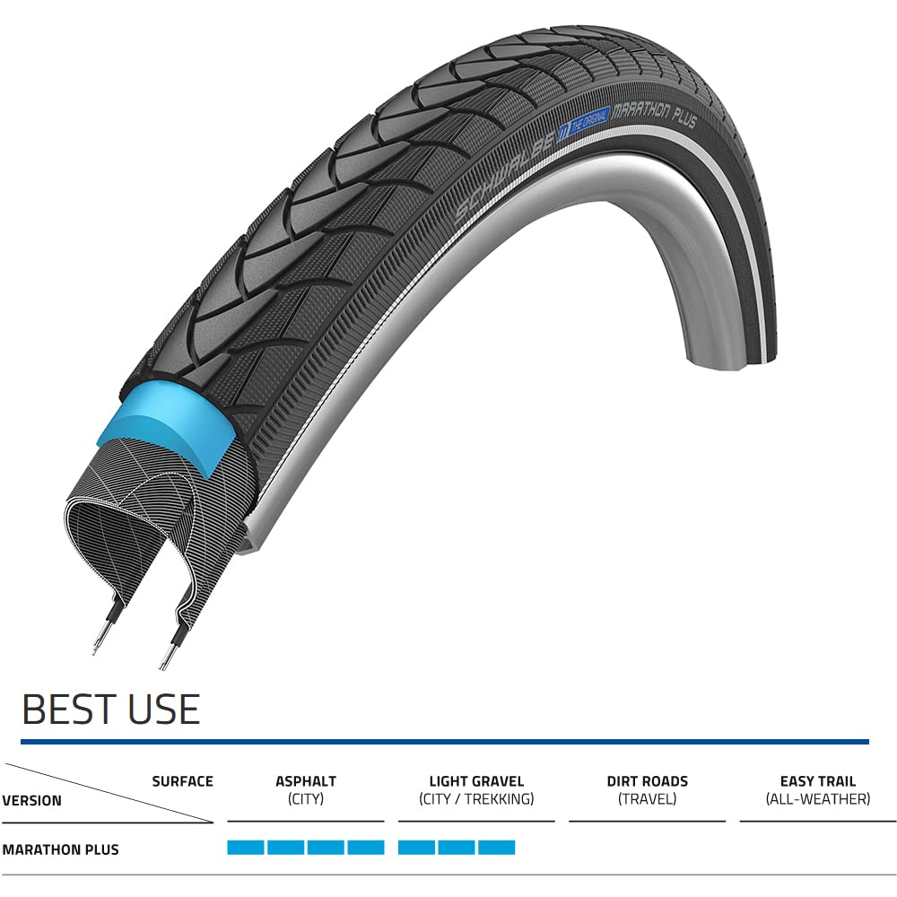 Marathon Plus 700x32C Bicycle Tire with SmartGuard Reflective Technology - Durable Road Bike Tires for Commuting, Touring & Urban Cycling