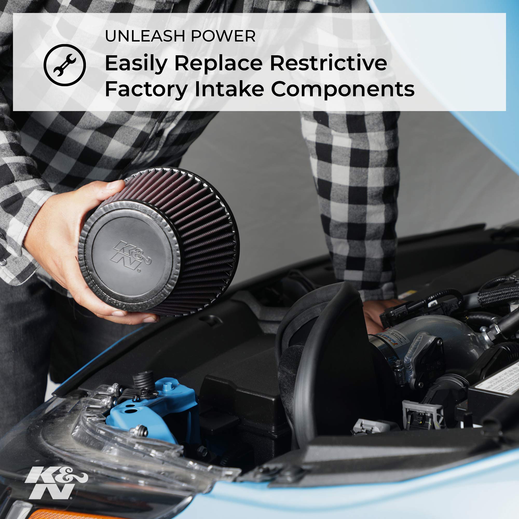 K&N 63-1564 High Performance Air Intake System with Blue Air Filter Wrap - Upgrade Your Vehicle's Engine Power & Fuel Efficiency for Racing & Off-Road Adventures