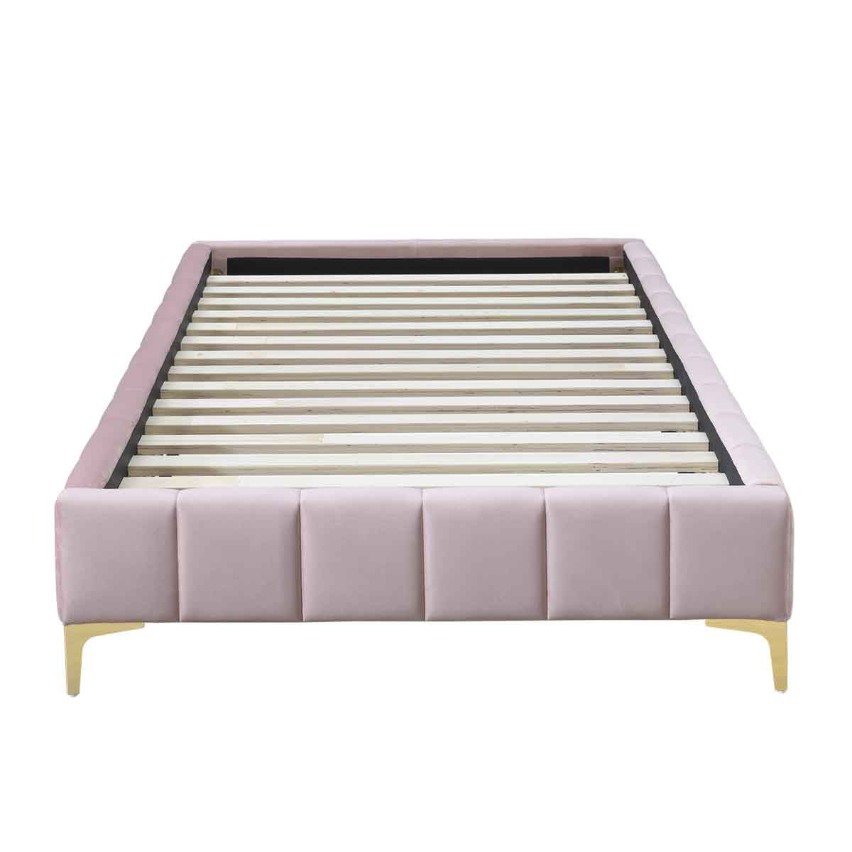 Georgia Velvet King Single Bed Frame (Blush) - Luxurious Upholstered Bed Frame for Small Spaces, Perfect for Guest Rooms, Apartments & Dormitories