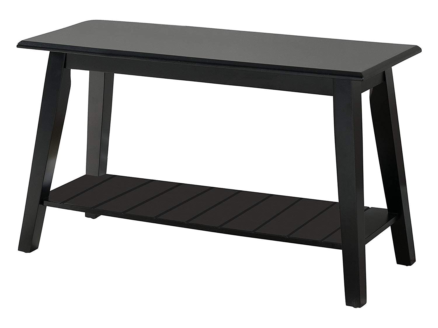 KB Designs Modern Entryway Shoe Bench with Storage Shelf - Black Wooden Shoe Rack Organizer for Hallway, Living Room & Bedroom