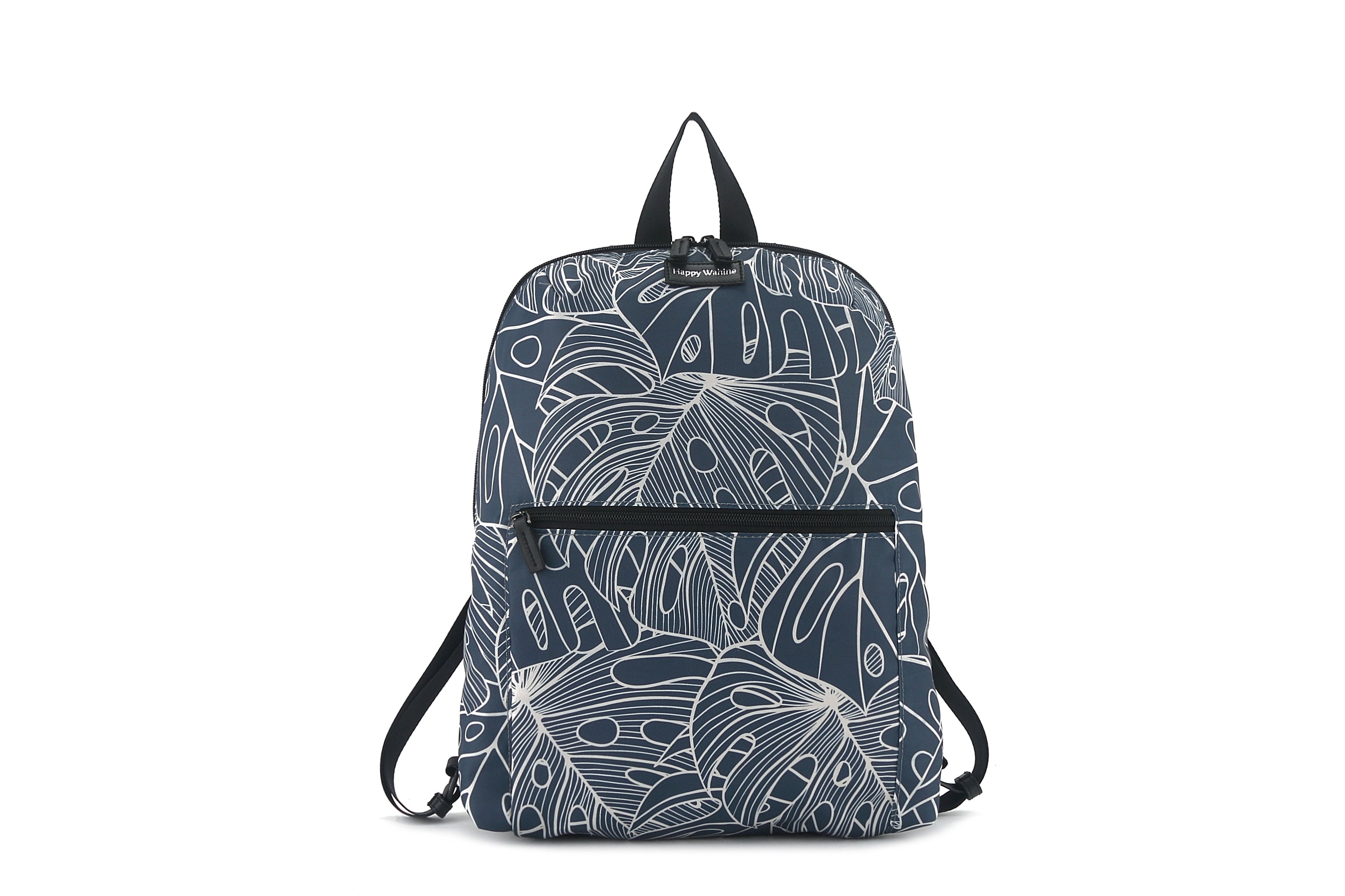 Kelly Monstera Lines Blue Backpack - Stylish & Durable School, Travel & Work Bag for Women & Men