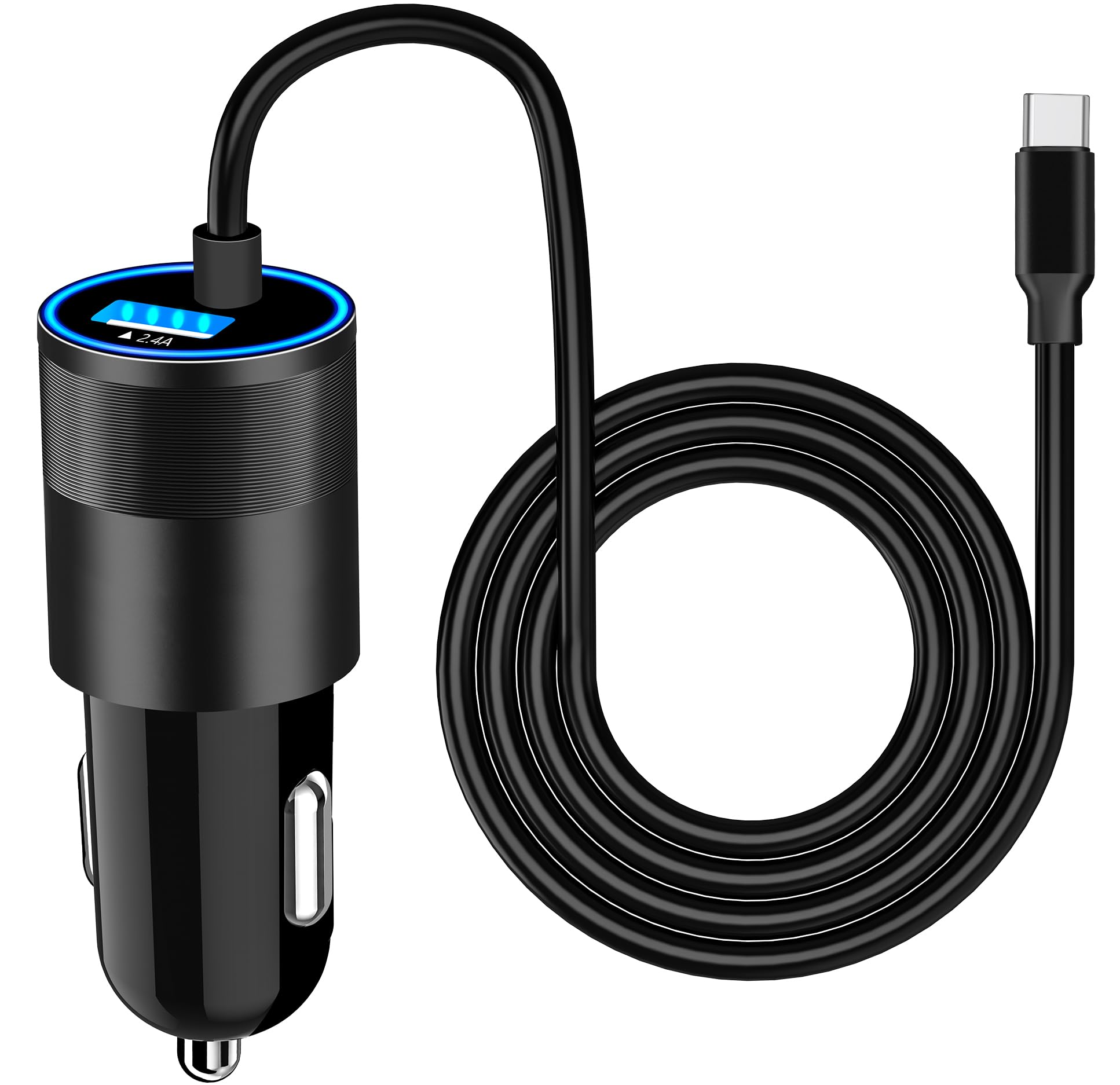 Apple MFi Certified Fast Car Charger for iPhone 15 - 4.8A Dual USB & USB-C Car Charger with 6FT Type-C Cable - Compatible with iPhone 15 Pro/Pro Max, Galaxy S24/S23, Pixel, iPad Pro - Perfect for Road Trips & Daily Commuting