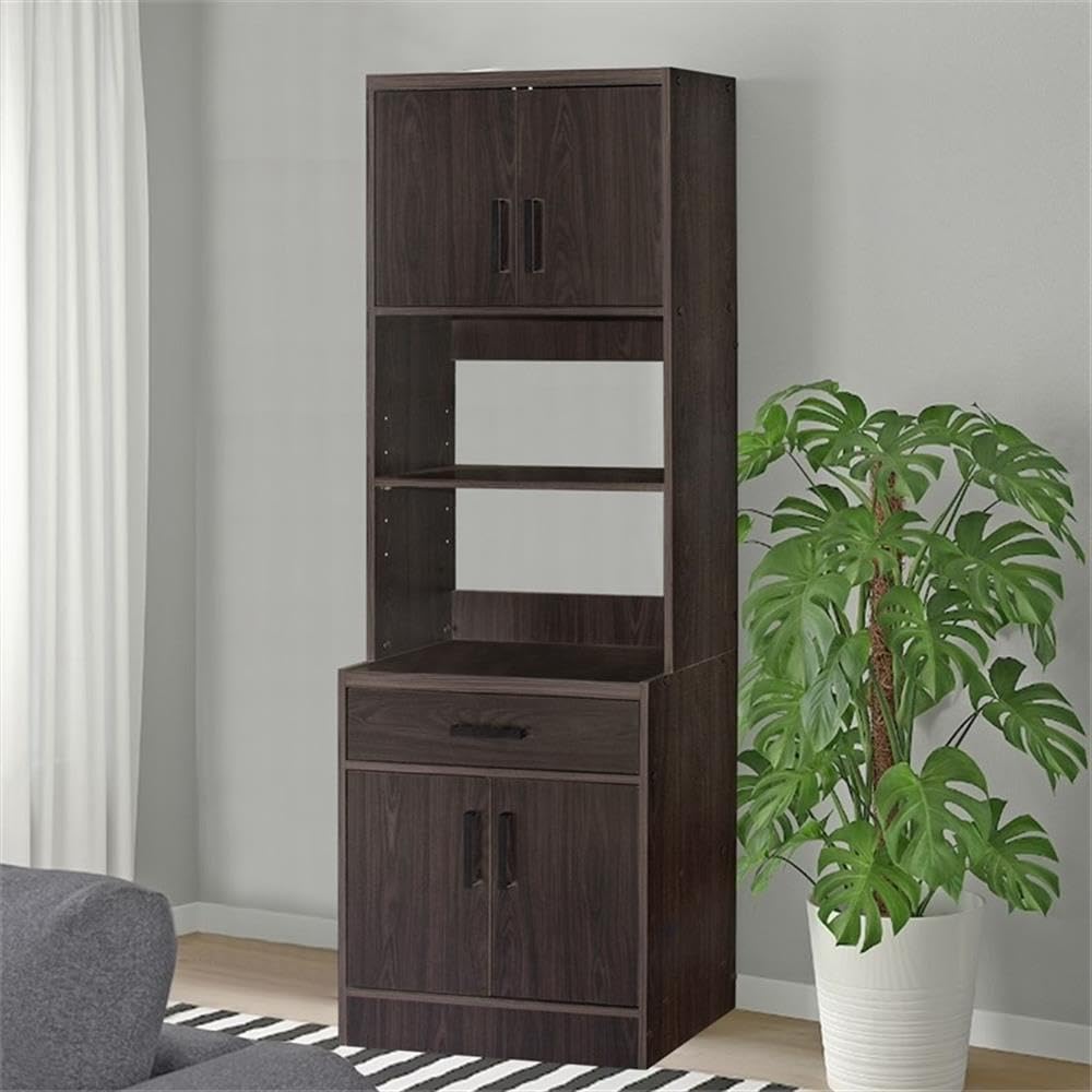 Pemberly Row Modern Tall Wooden Kitchen Pantry Cabinet in Tobacco Finish - Perfect for Farmhouse, Rustic & Contemporary Kitchen Storage Organization