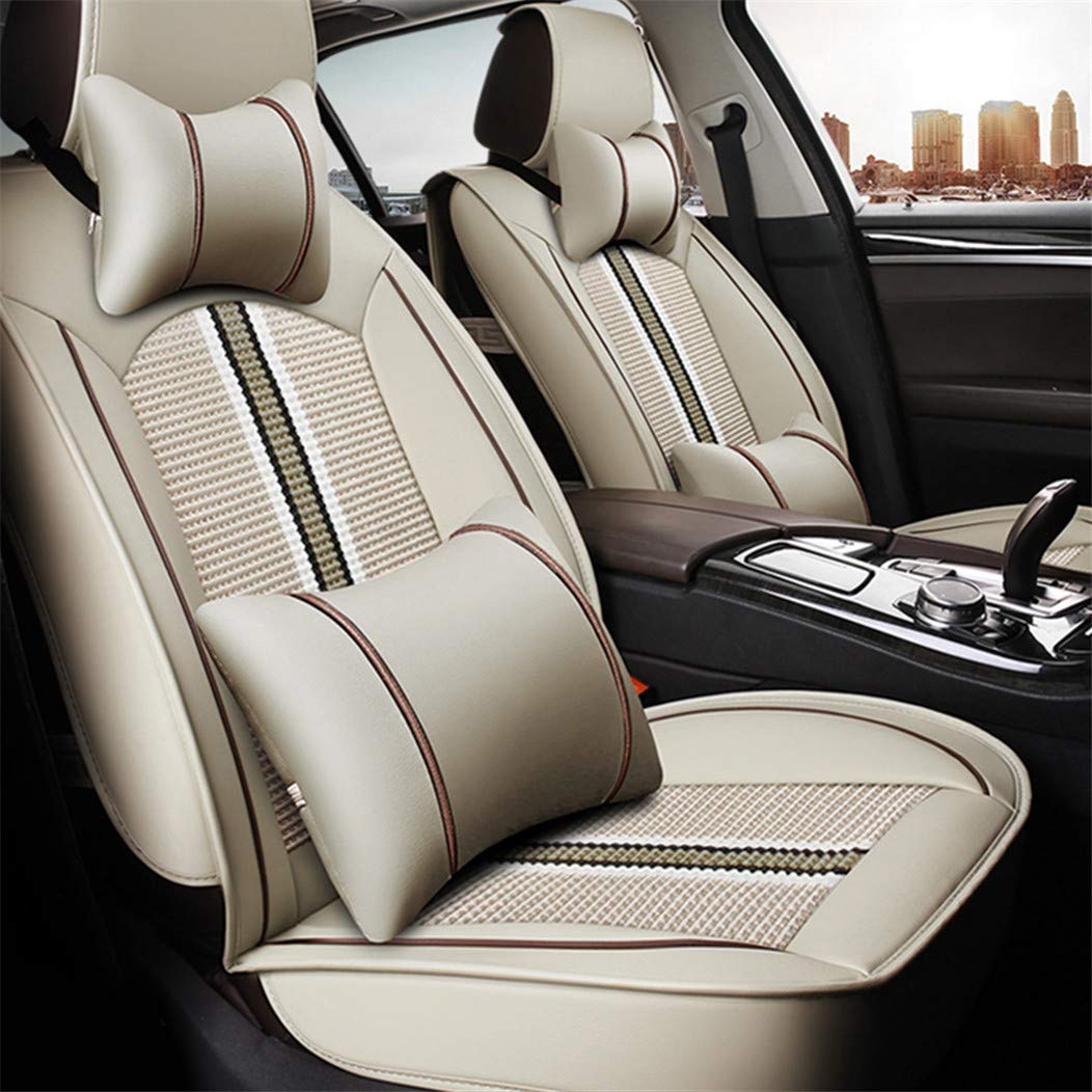 Range Rover Front Seat Covers - Airbag Compatible Leatherette Protectors, 2Pcs Beige, Perfect for Daily Commute & Long Road Trips