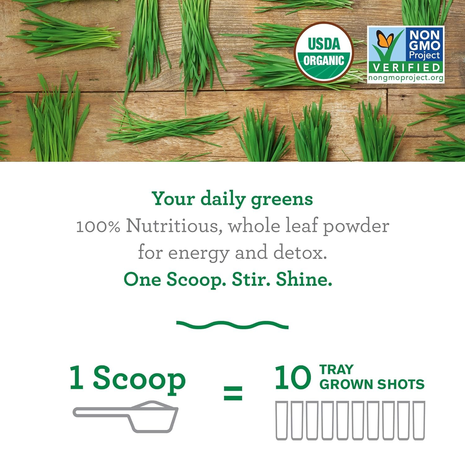 Organic Wheat Grass Powder - 100% Whole-Leaf Superfood for Energy Boost, Detox & Immune Support | Rich in Chlorophyll & Nutrients | 30 Servings | Perfect for Smoothies, Juices & Wellness Shots