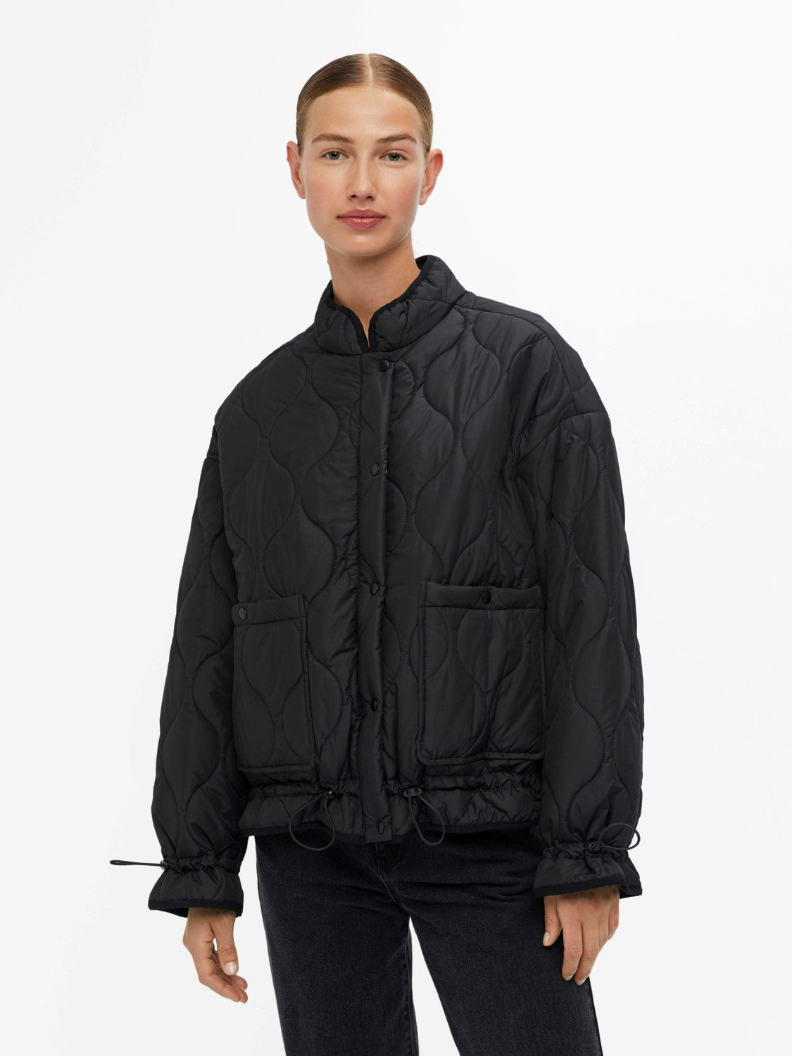 Jline Quilted Jacket for Women - Stylish Black Winter Coat with Warm Filling, Perfect for Outdoor Activities & Casual Wear