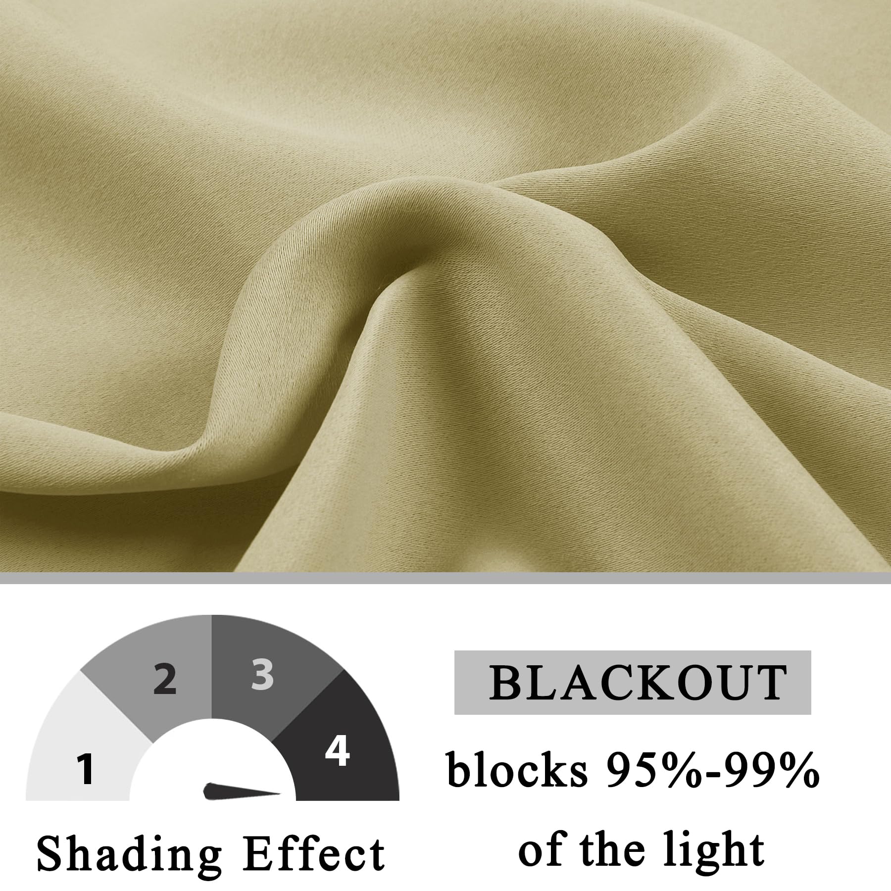 Thermal Insulated Blackout Curtains 96 Inches Long - Solid Beige Grommet Window Drapes for Bedroom, 52W x 96L (1 Panel) | Noise Reducing & Energy Efficient Room Darkening Curtains for Better Sleep & Home Decor