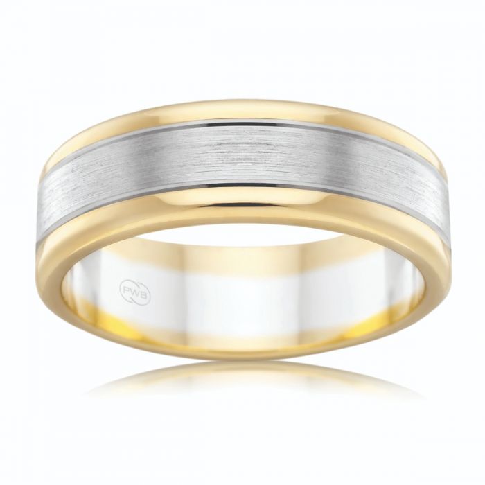 9ct Two Tone Gold 8mm Wedding Band Ring for Men & Women - Available in All Sizes - Perfect for Engagement, Anniversary & Everyday Wear