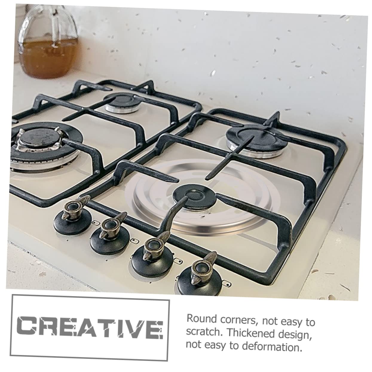 Angoily 4-Pack Stainless Steel Gas Stove Drip Trays - Heat-Resistant & Durable for Liquefied Gas Stoves, Countertop Cooking - Perfect for Kitchen, Camping & Outdoor BBQ Use