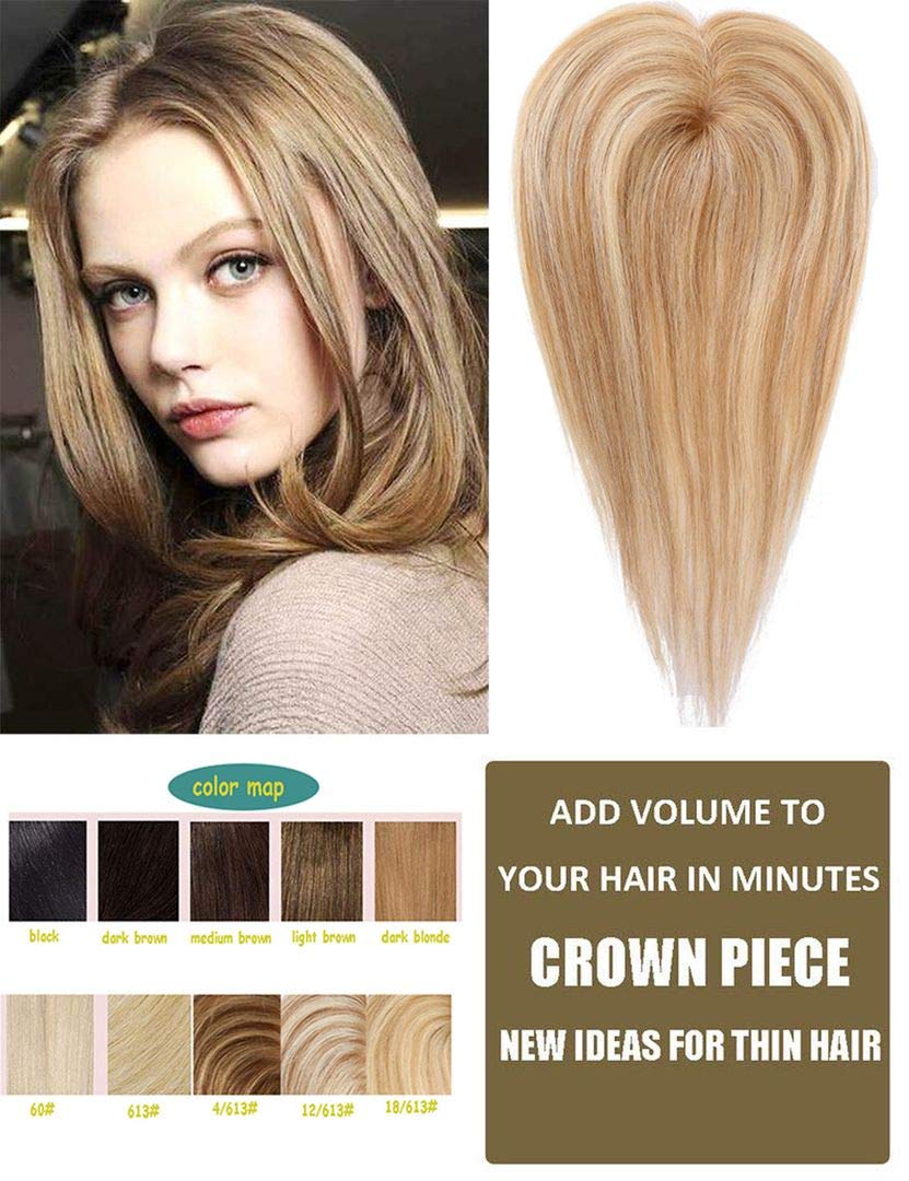 LXUE Silk Base Human Hair Topper for Women with Thinning Hair - 16