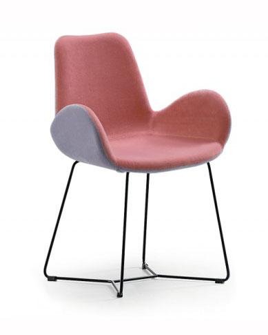 Midj Dalia PB M_T TS Sled Base Armchair - Modern Scandinavian Dining Chair with Upholstered Seat for Home, Office & Restaurant Use