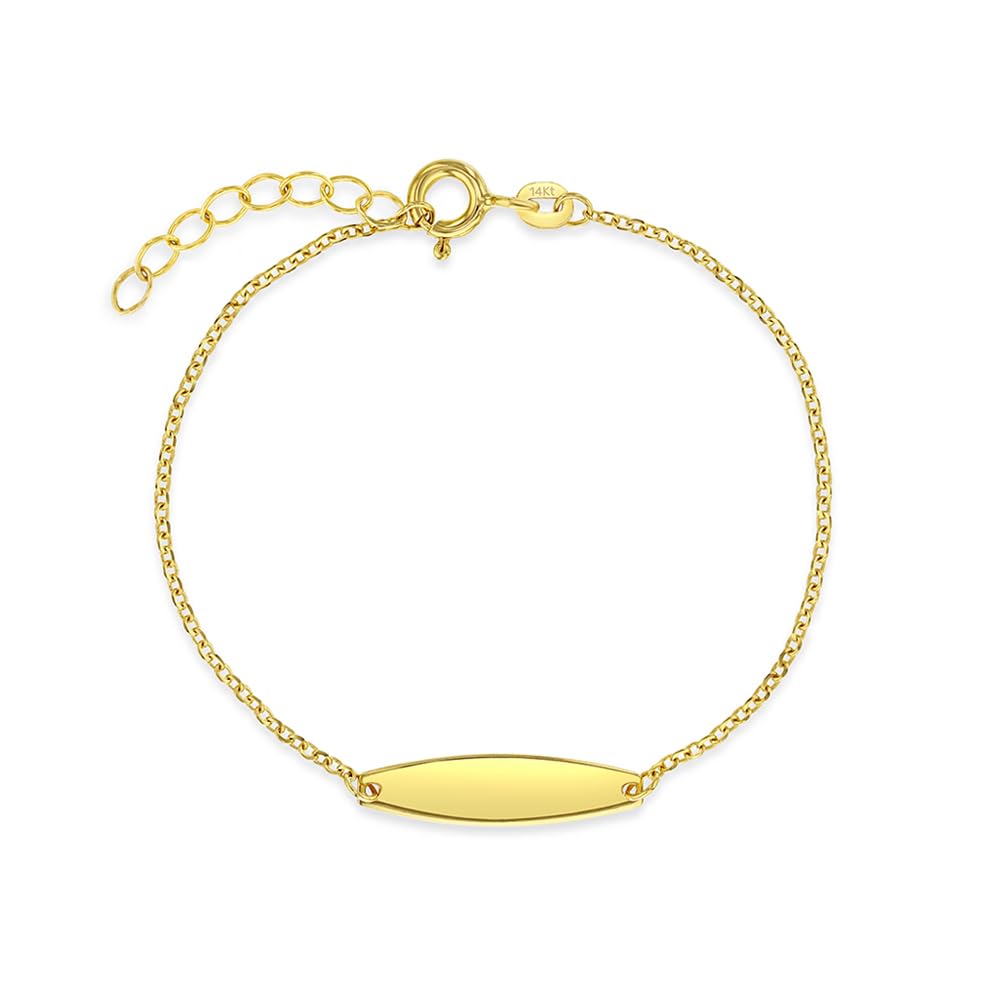 14K Yellow Gold Thin Chain Link Engravable Baby Bracelet for Girls 5