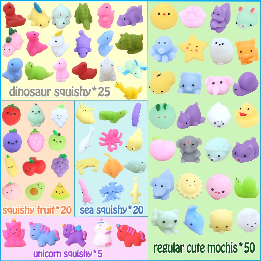 120PCS Random Mochi Squishy Toys - Kawaii Stress Relief Squishies for Kids, Party Favors, Goodie Bag Fillers, Birthday Gifts, Classroom & Carnival Prizes - Fun Sensory Toys for Anxiety Relief, Fidget Play & Relaxation