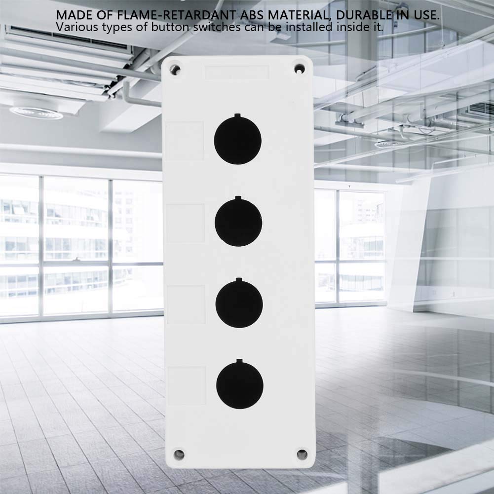 22mm Waterproof Push Button Switch Control Box - BX4 Four Holes Protective Enclosure (Yellow/White) for Industrial Equipment, Machinery & Electrical Control Panels