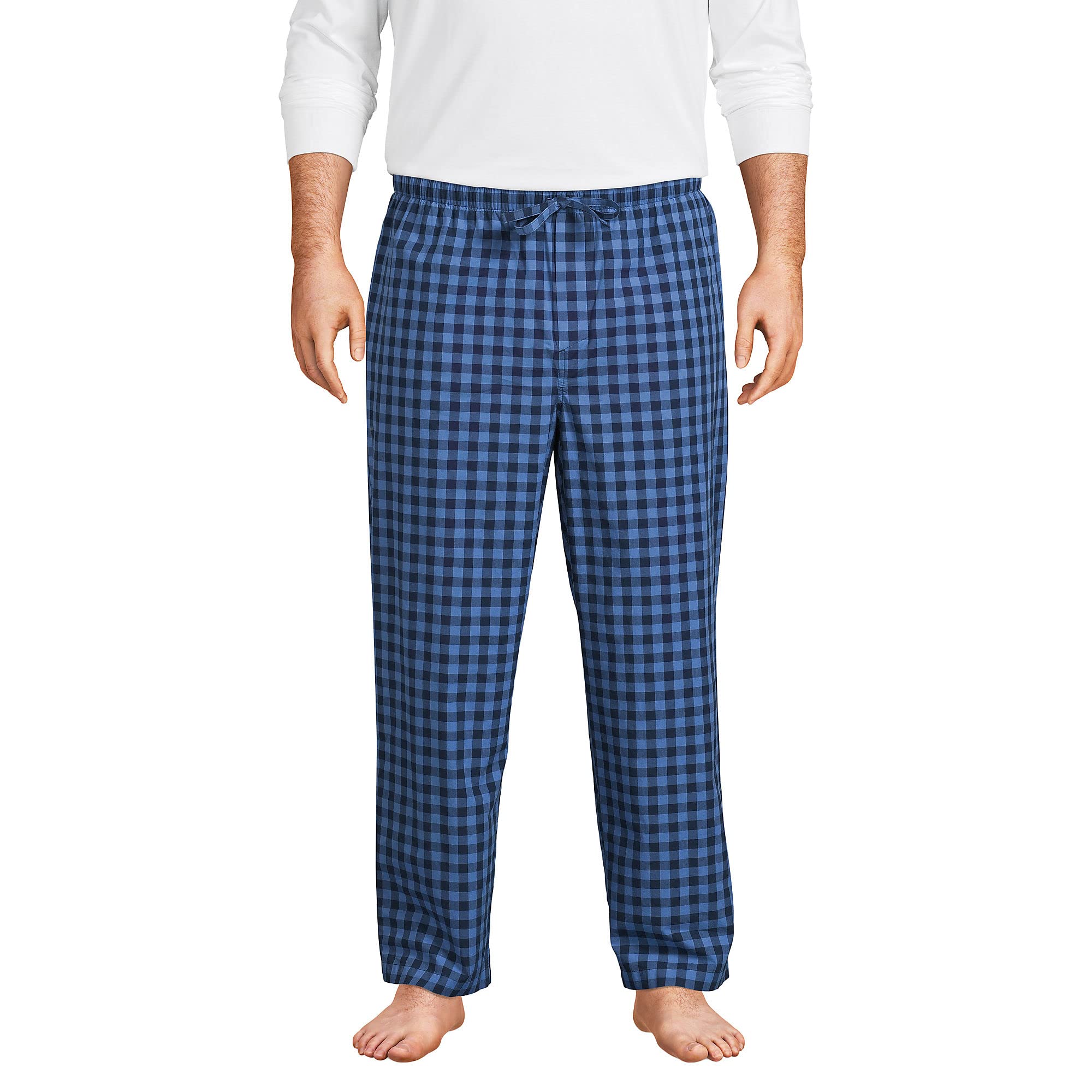 Lands' End Men's Comfortable Poplin Pajama Pants - Soft & Breathable Sleepwear for Lounge & Relaxation at Home