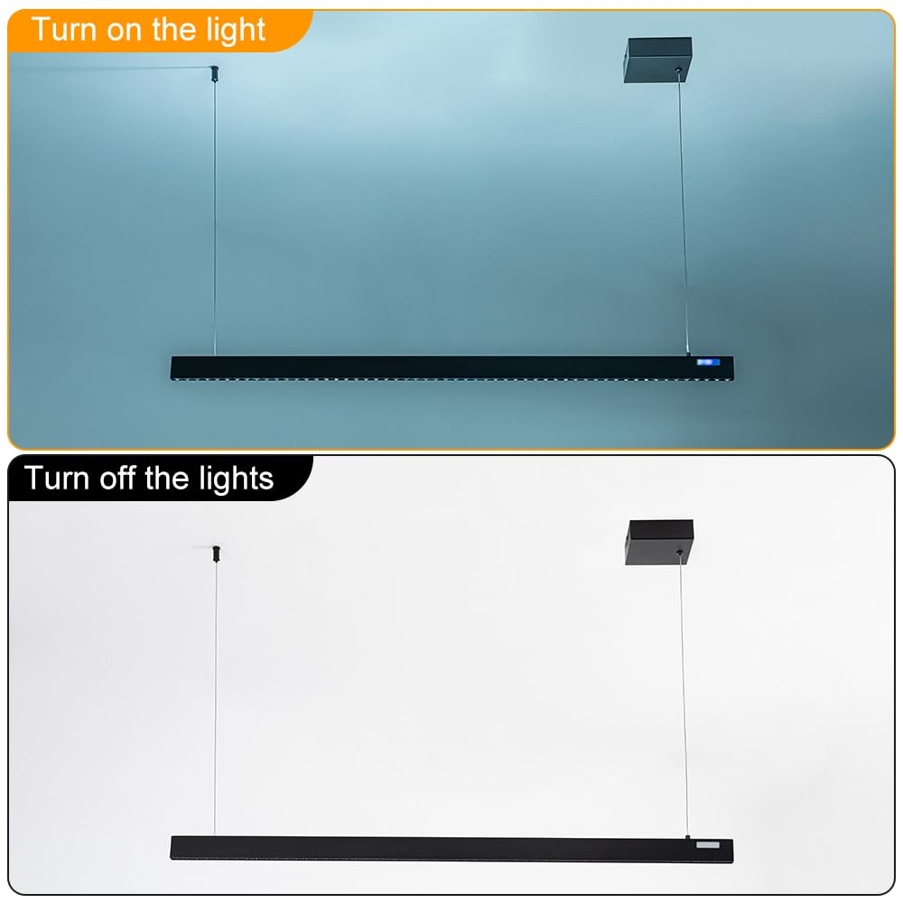 Modern LED Linear Chandelier Pendant Light - 21W 1980lm 6000K Black - Contemporary Lighting for Living Room, Office, Dining Room, Kitchen Island & Billiard Room - Perfect for Home & Commercial Spaces