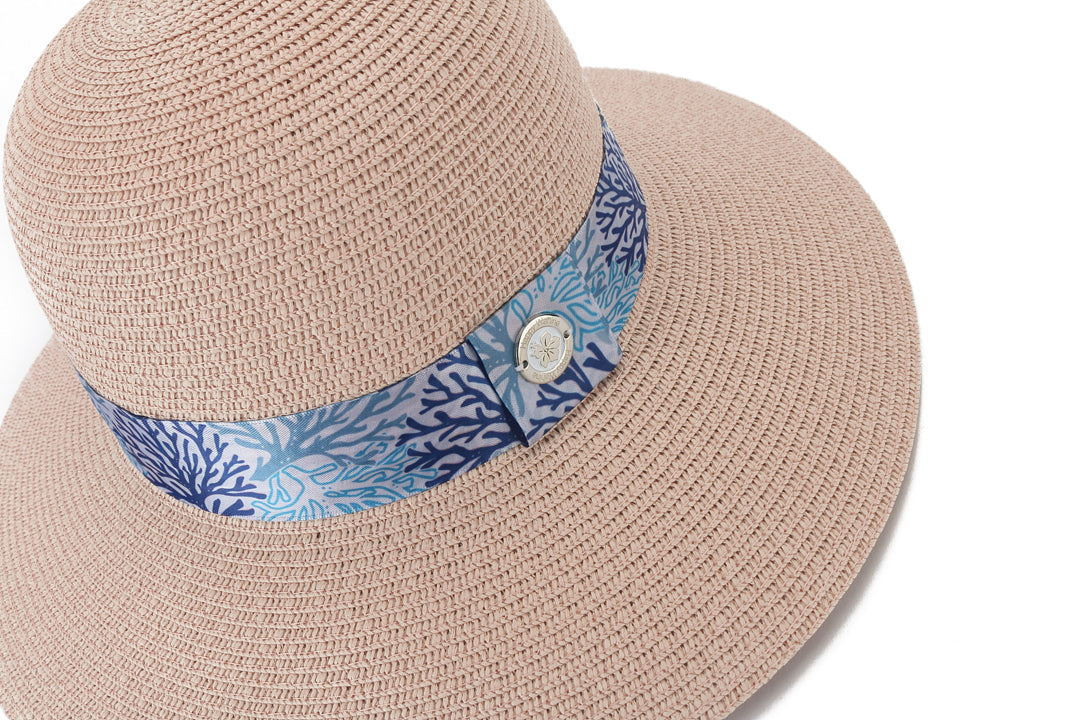 Elegant Orchid Pink Coral Blue Hat for Women - Stylish Sun Hat for Beach, Outdoor, and Summer Fashion