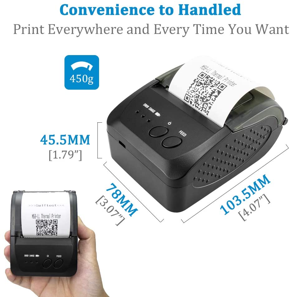 NT 1809DD 58mm Thermal Printer for Receipts, Labels & Barcodes - High-Speed USB/Bluetooth POS Printing for Retail, Restaurant & Warehouse Use
