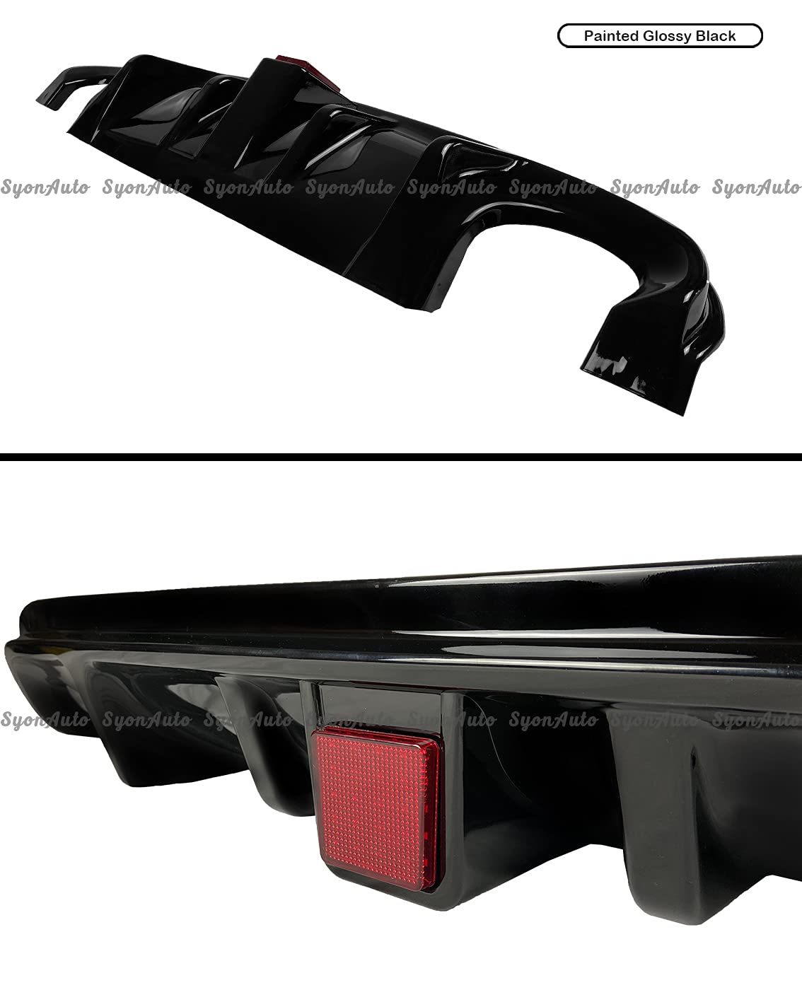 2014-2017 INFINITI Q50 Gloss Black Shark Fin Rear Diffuser with LED Brake Light - High Performance Car Styling for Enhanced Aerodynamics & Night Visibility