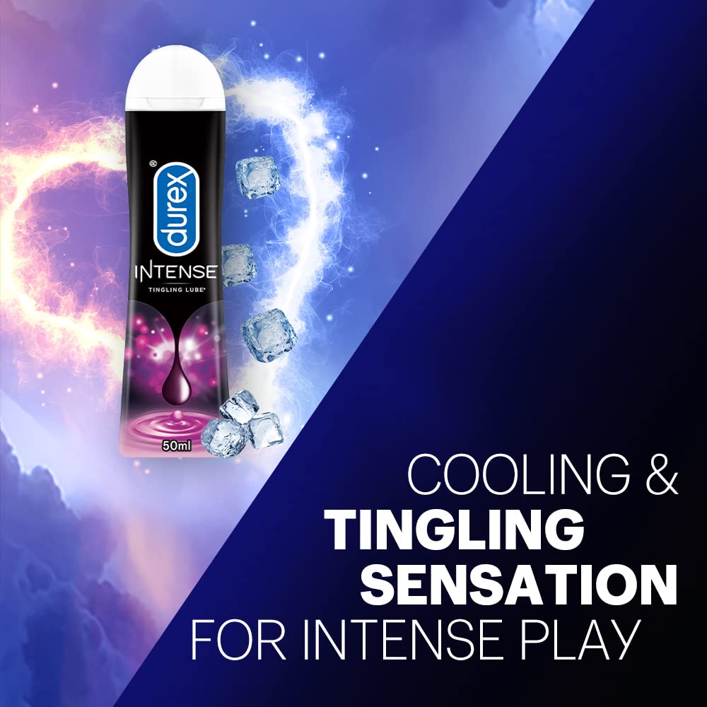 Durex Intense Water-Based Lubricant Gel for Men & Women - 50ml | Long-Lasting, Smooth Personal Lubricant for Enhanced Intimacy & Comfort | Perfect for Couples & Sensual Massage