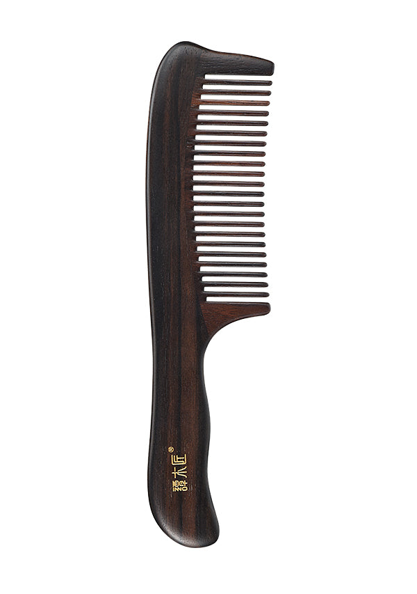 Ebony Wood Hair Comb with Breeze & Bamboo Design - Perfect for Detangling, Styling, and Gentle Scalp Massage at Home or Salon