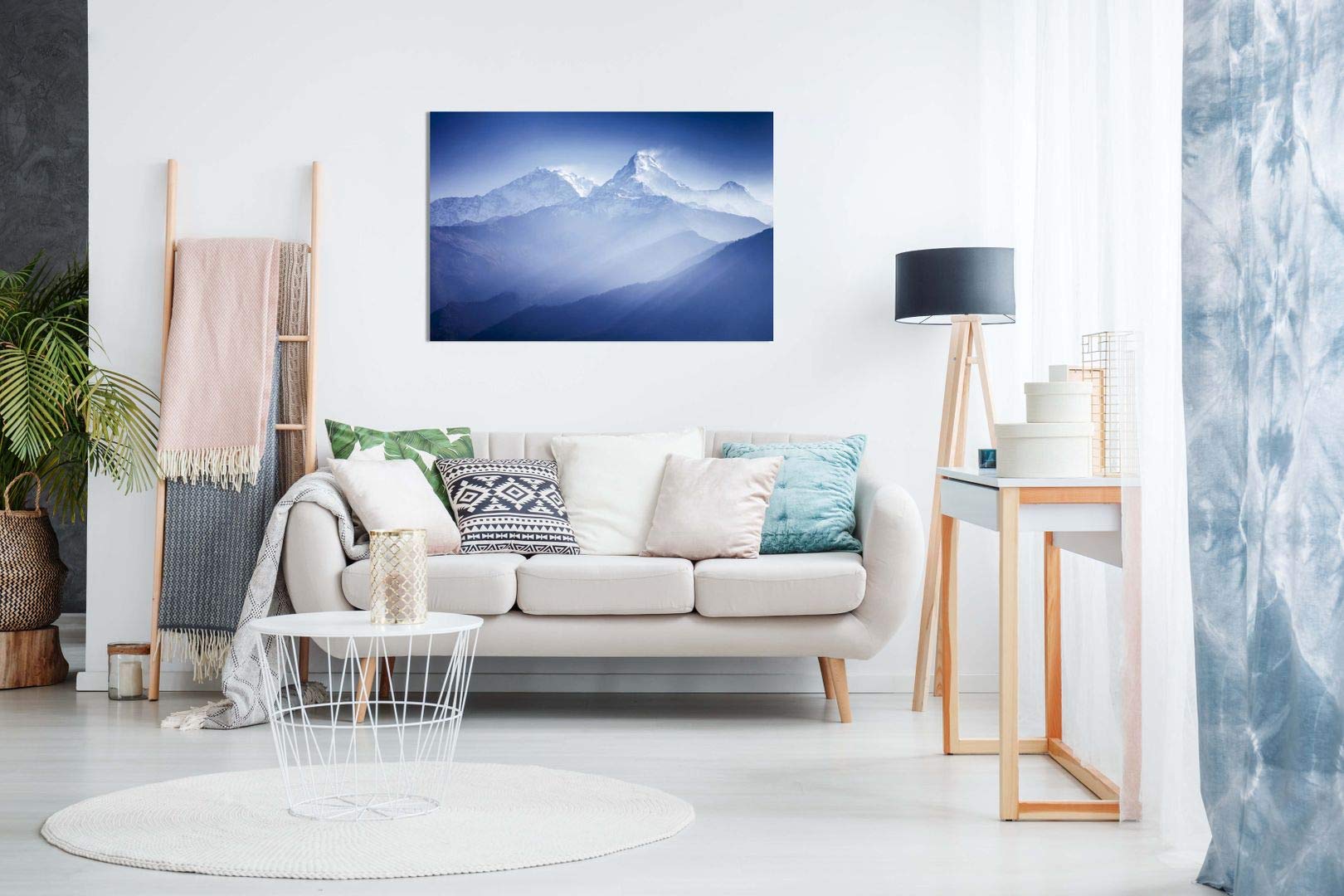 Blue Annapurna Mountains Landscape Canvas Wall Art Print - 36x24 Inches - Stunning Home & Office Decor for Living Room, Bedroom, or Office